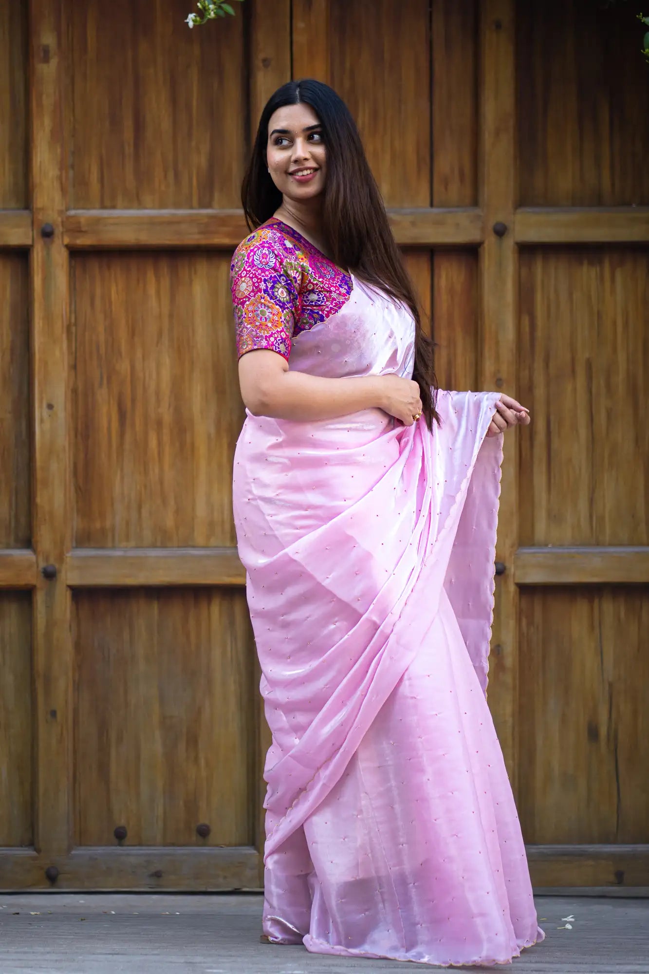Blush-Pink-Glazy-Organza-Saree-I-Love-Sarees