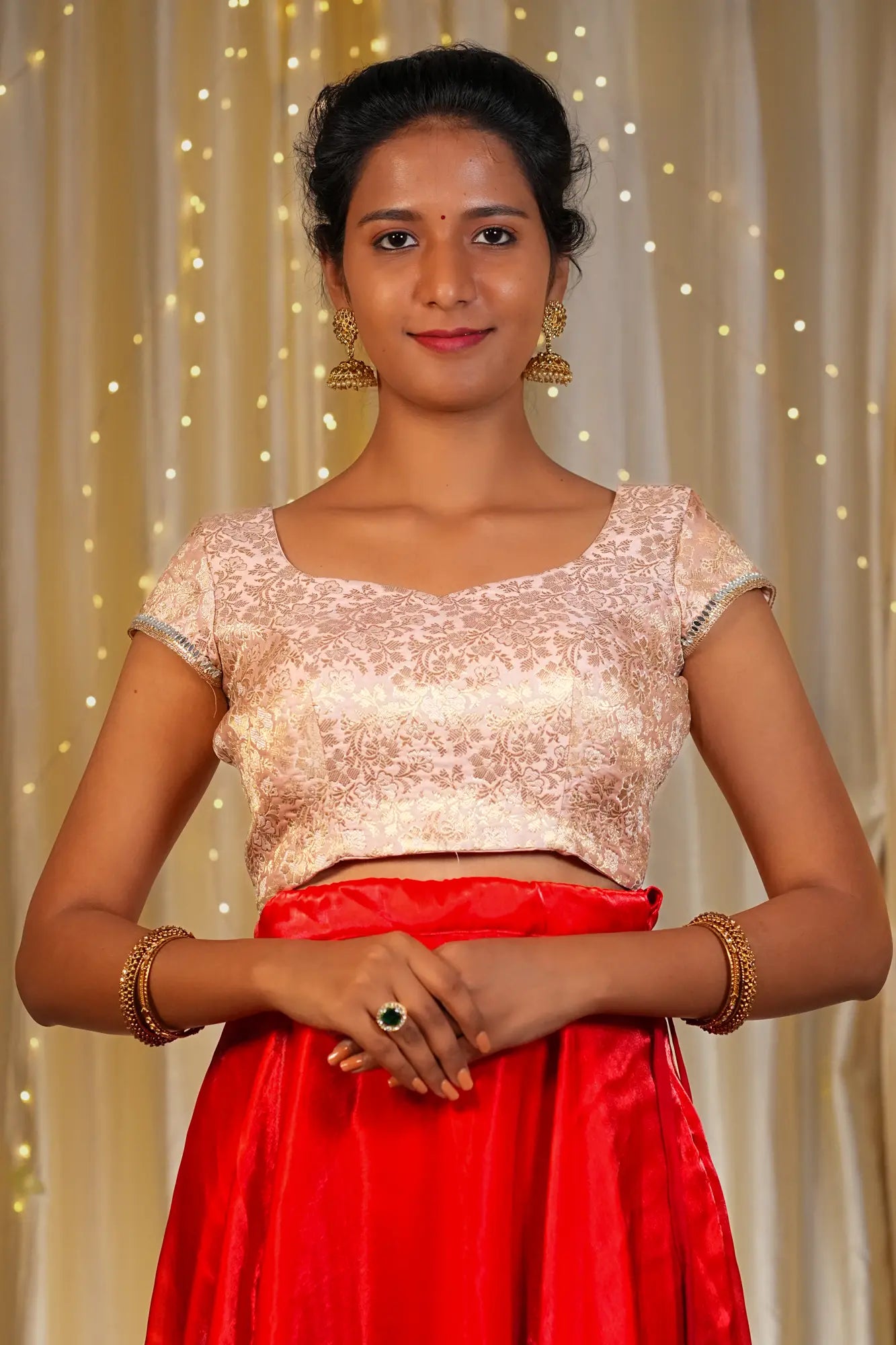 Snow Queen Banarasi Cap Sleeve Blouse