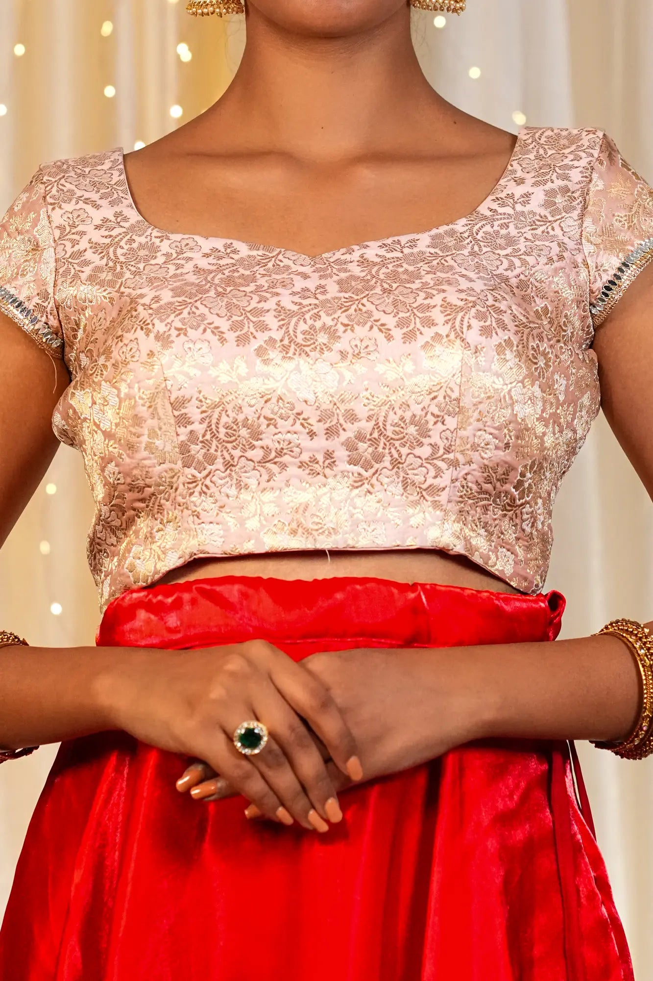 Snow Queen Banarasi Cap Sleeve Blouse