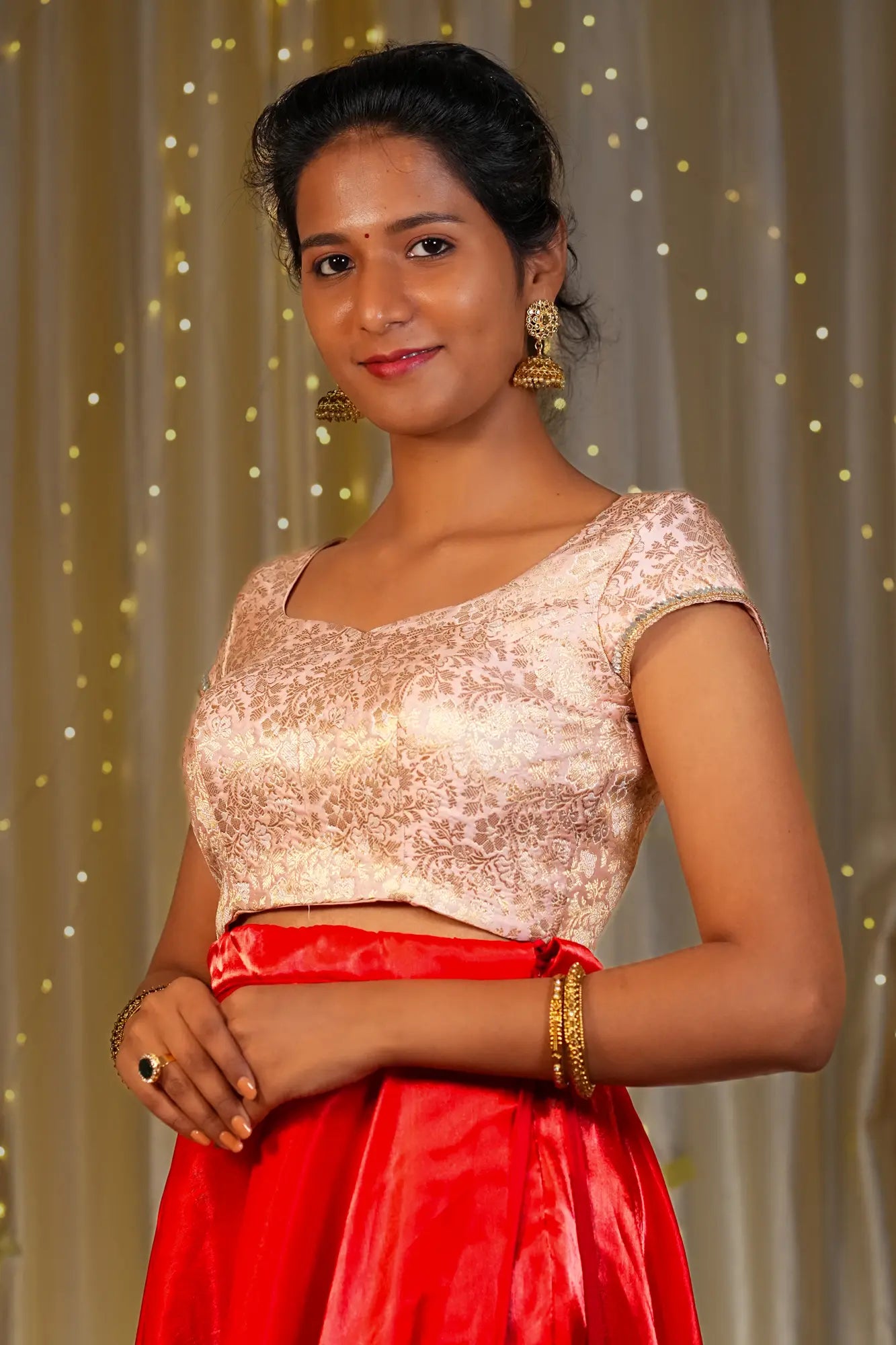 Snow Queen Banarasi Cap Sleeve Blouse