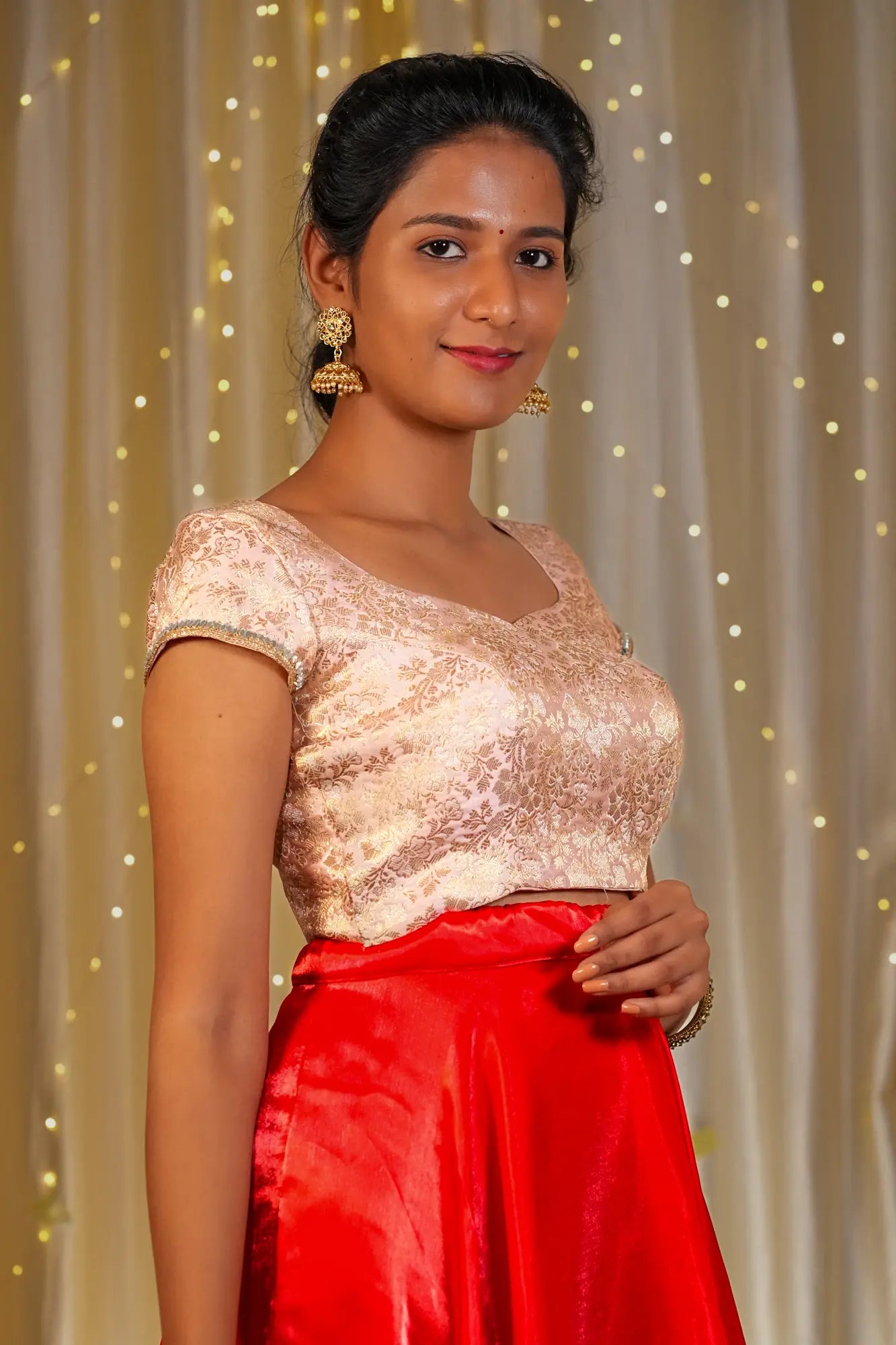 Snow Queen Banarasi Cap Sleeve Blouse