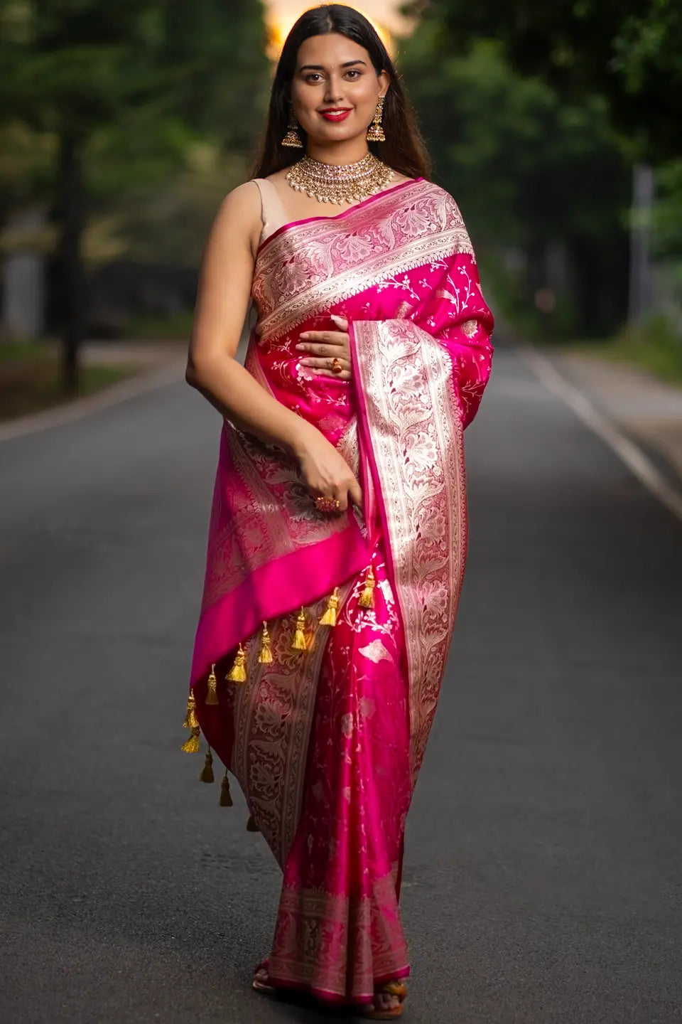 Dalaja Banarasi Silk Saree with Golden Zari