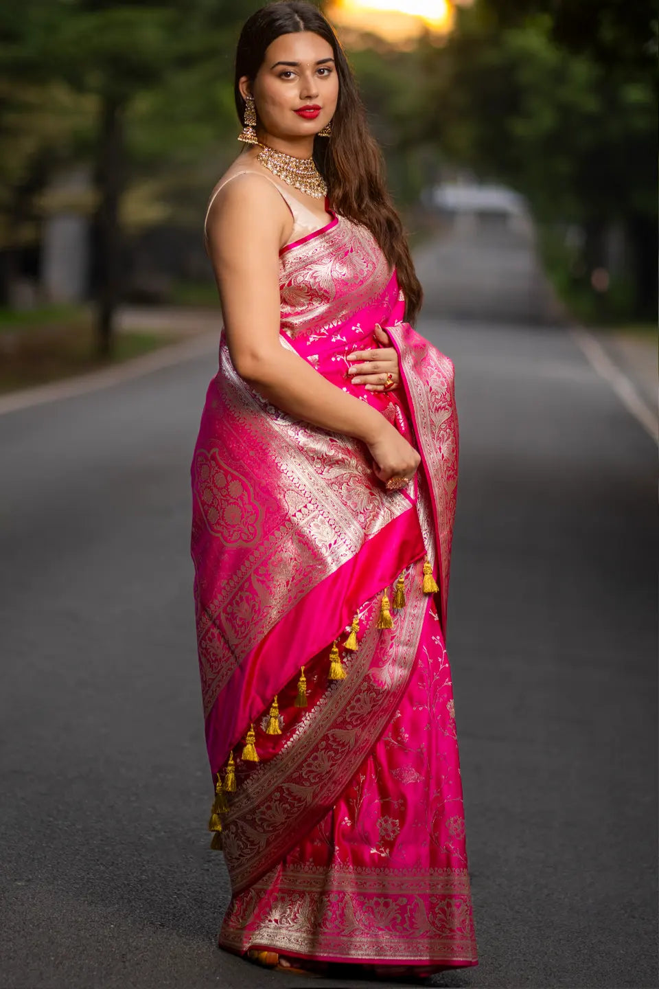 Dalaja Banarasi Silk Saree with Golden Zari