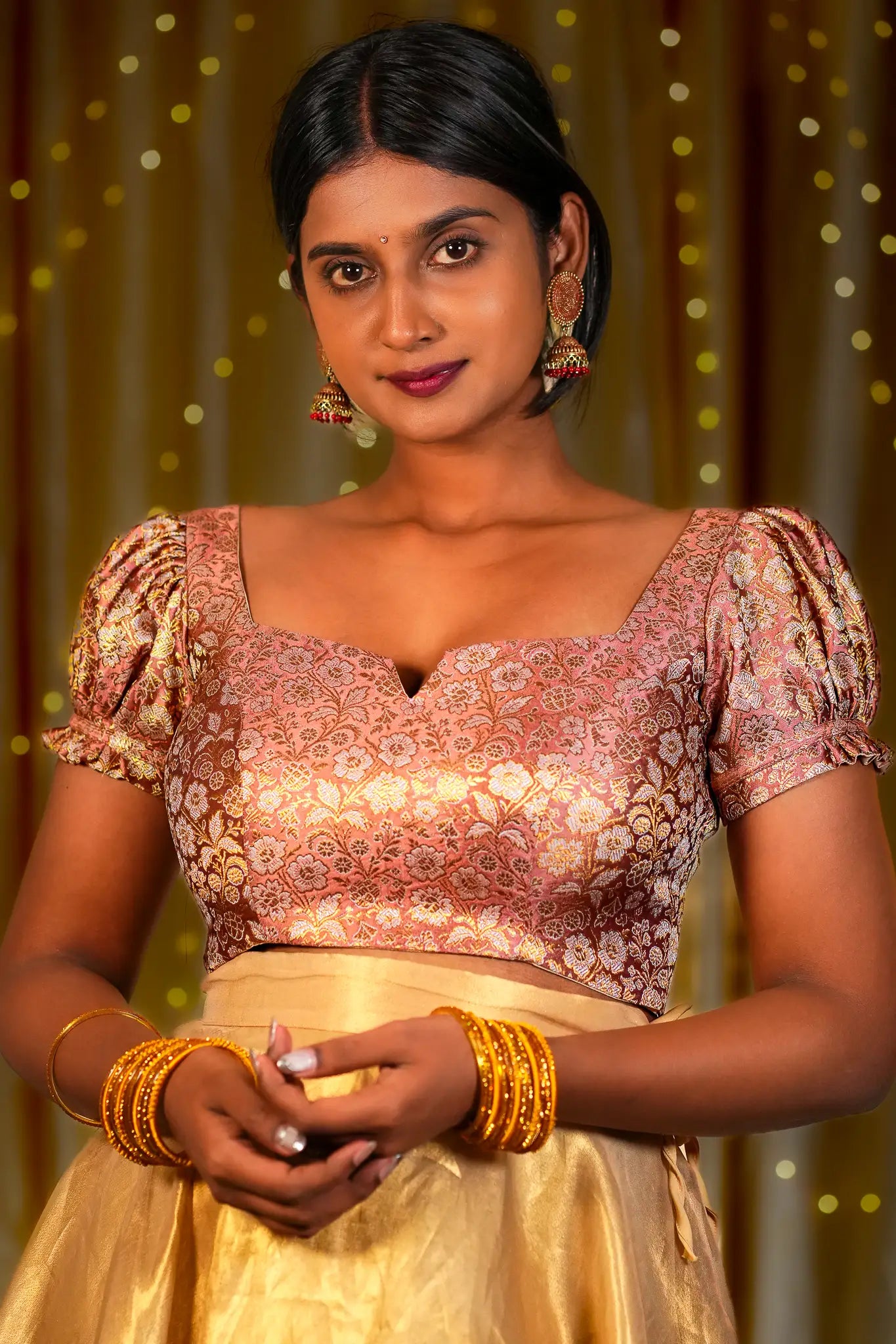 Verve of Queen Banarasi Puff Sleeve Blouse