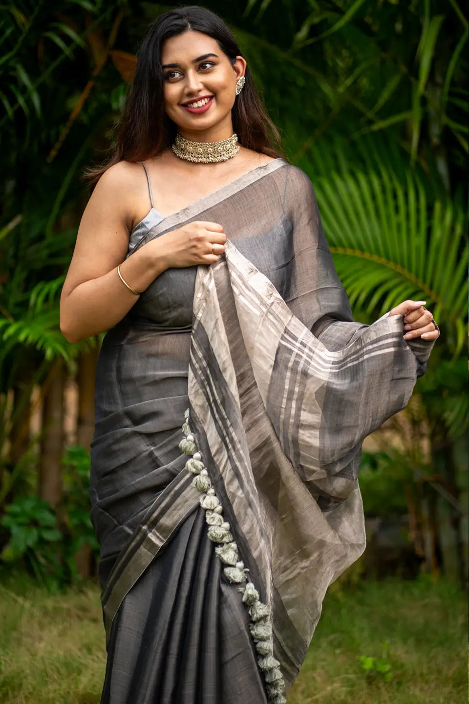 Black-Tissue-Saree-With-Silver-Zari-I-Love-Sarees