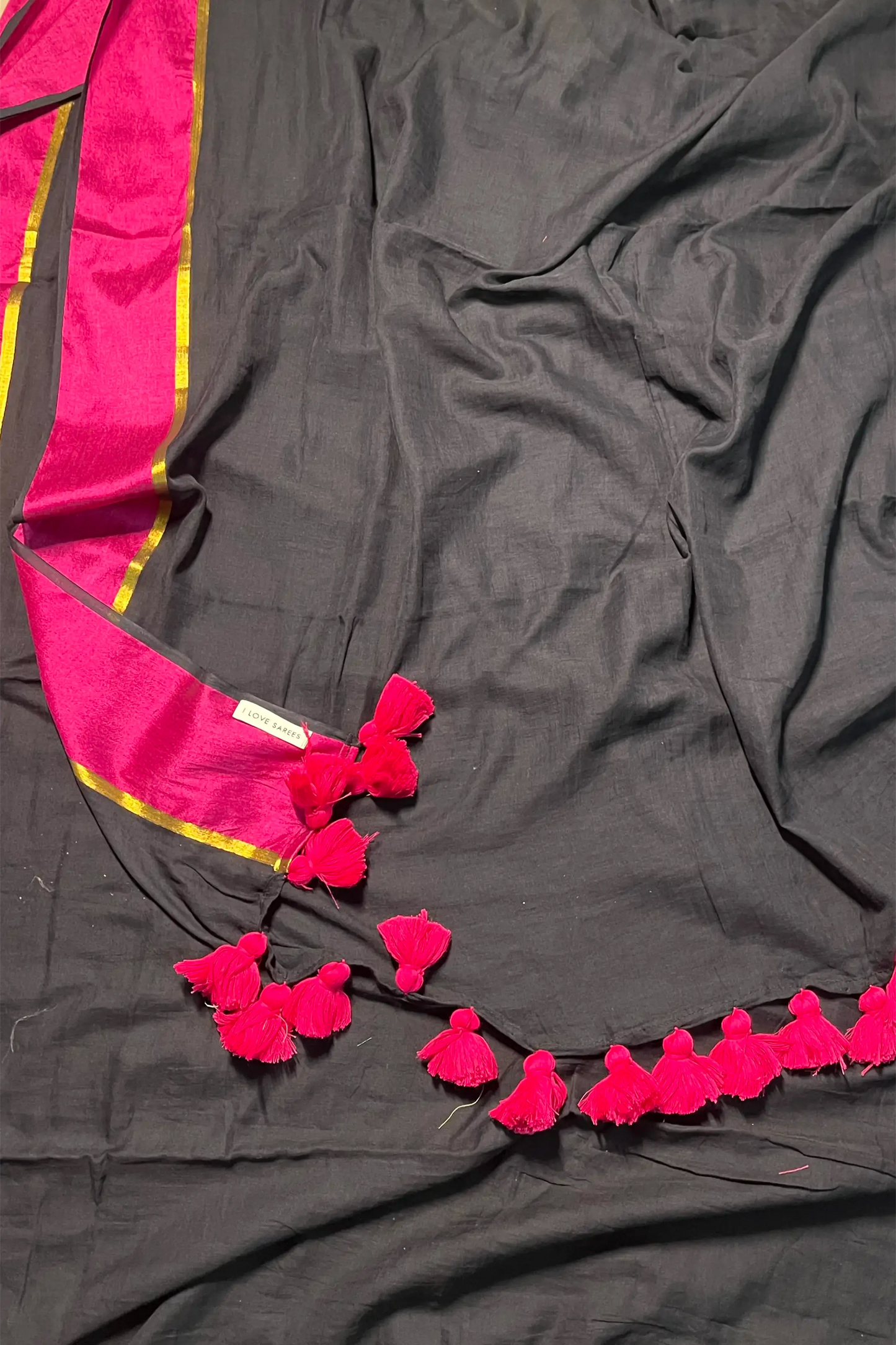 Midnight Magenta Cotton Zari Saree