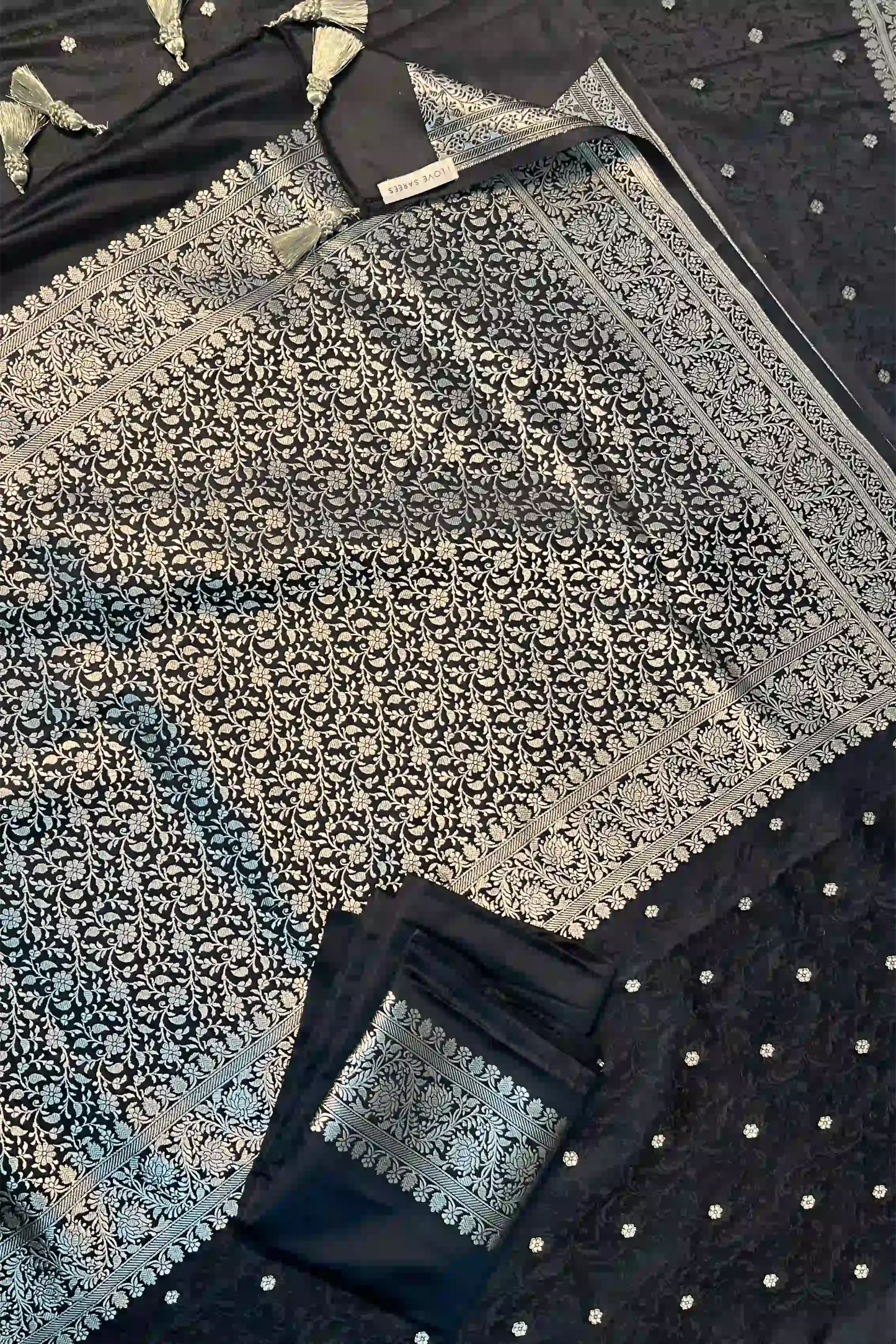 Noir Black Banarasi Silk Saree