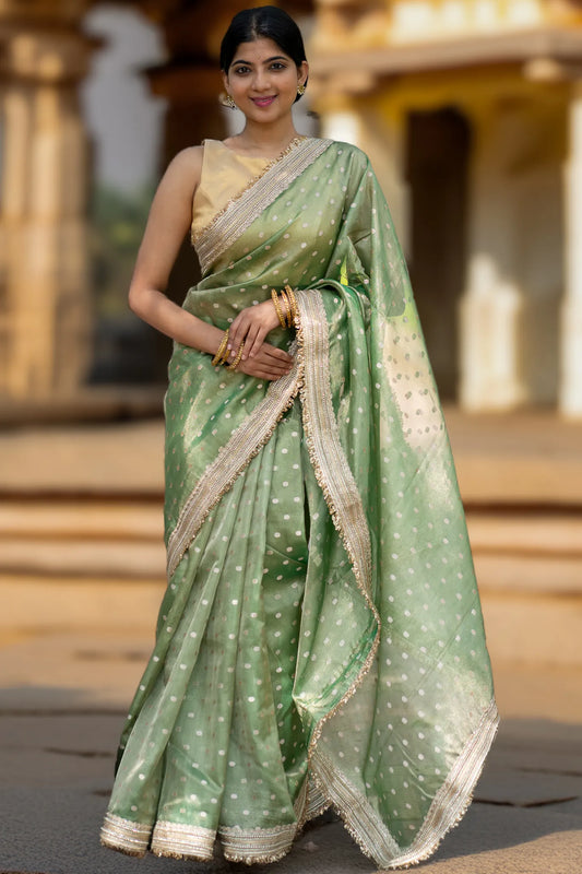 Back to bush Tissue Banarasi Saree