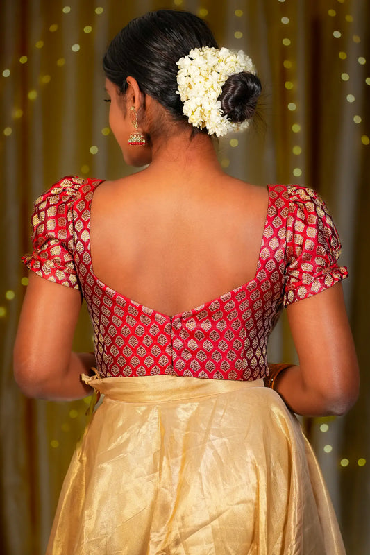 Much Amore Banarasi Puff Sleeve Blouse