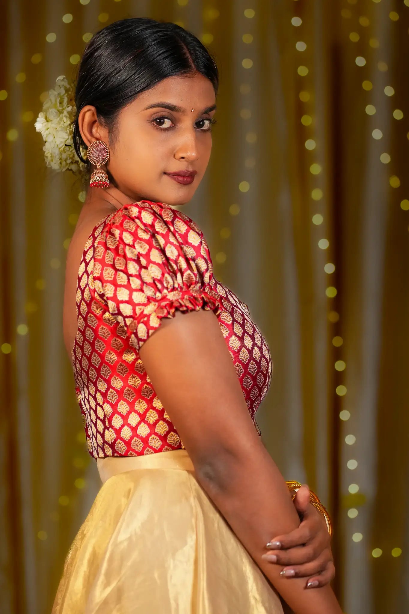 Much Amore Banarasi Puff Sleeve Blouse