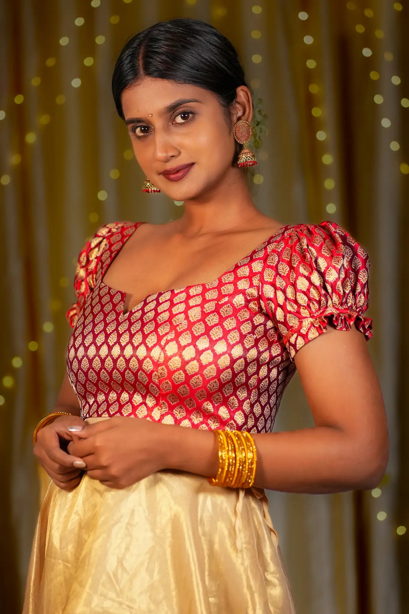 Much Amore Banarasi Puff Sleeve Blouse