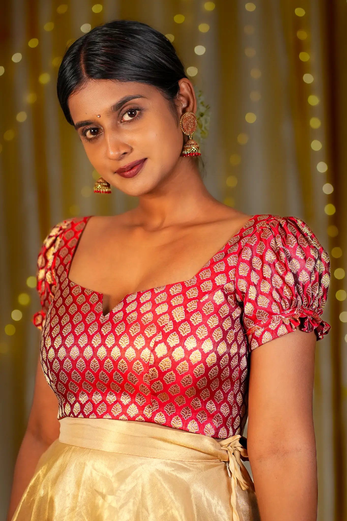 Much Amore Banarasi Puff Sleeve Blouse