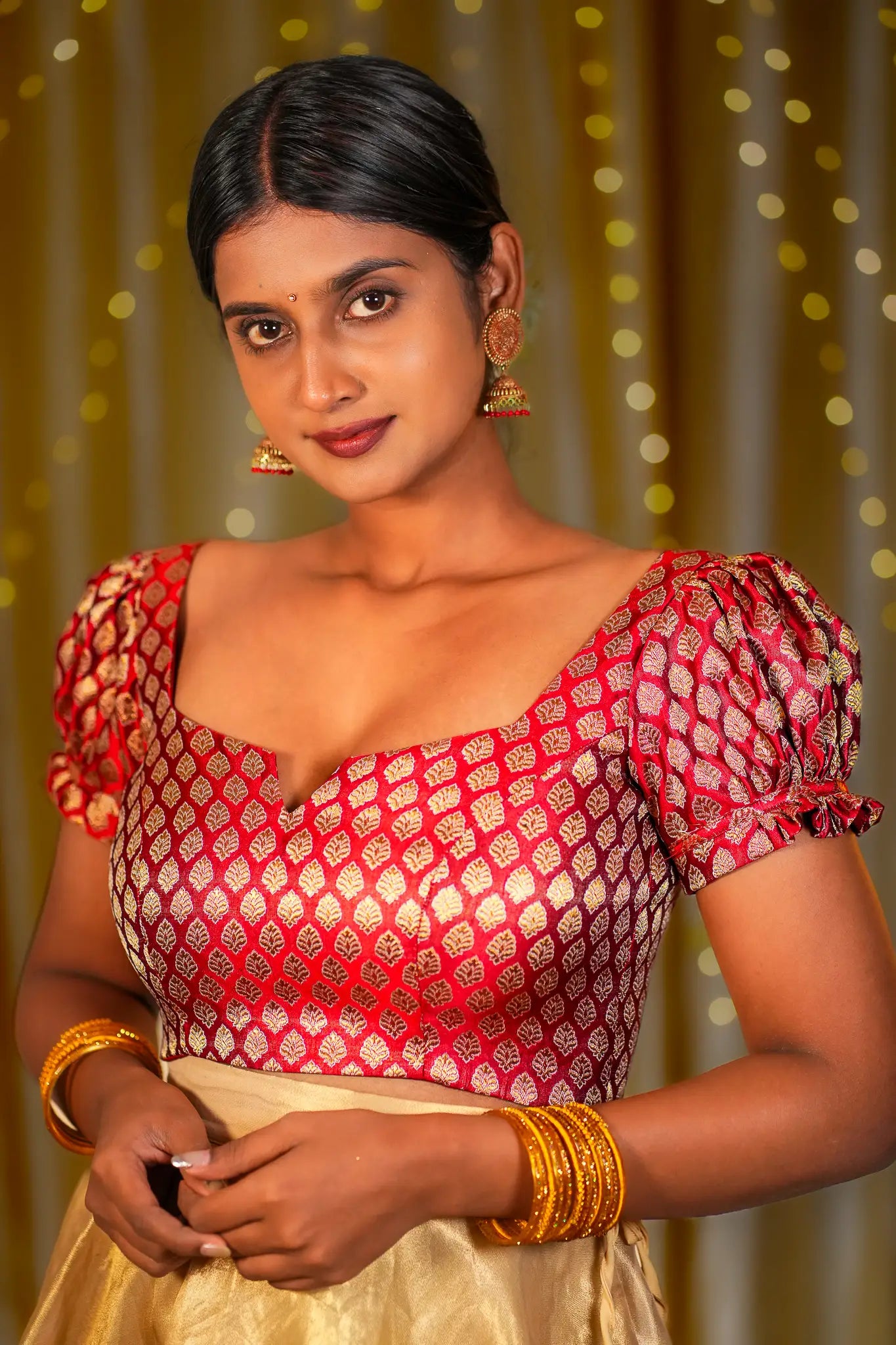 Much Amore Banarasi Puff Sleeve Blouse
