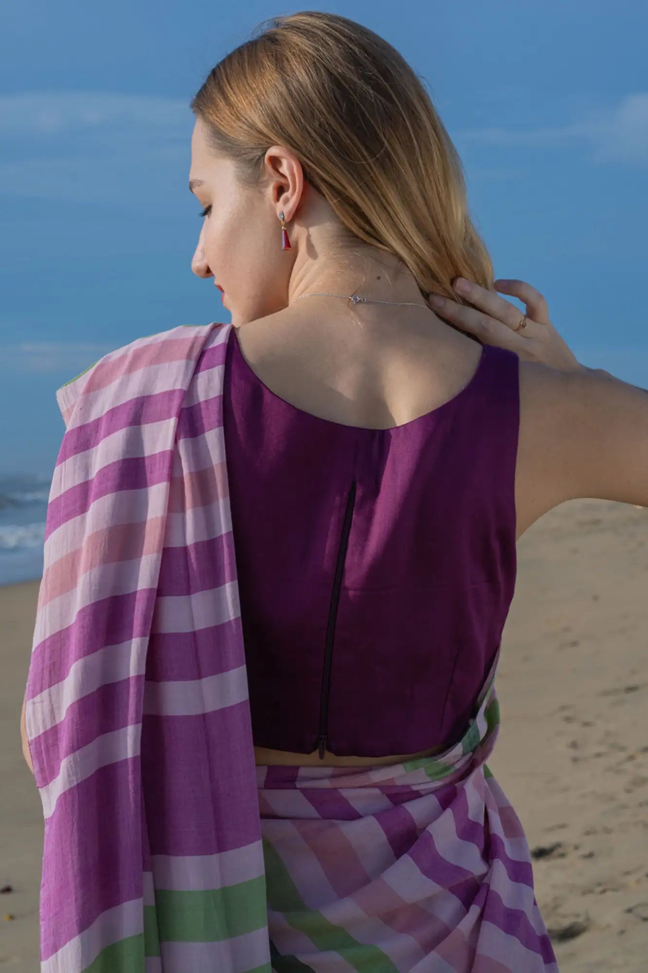 Blooming Enchantment Stripe Saree