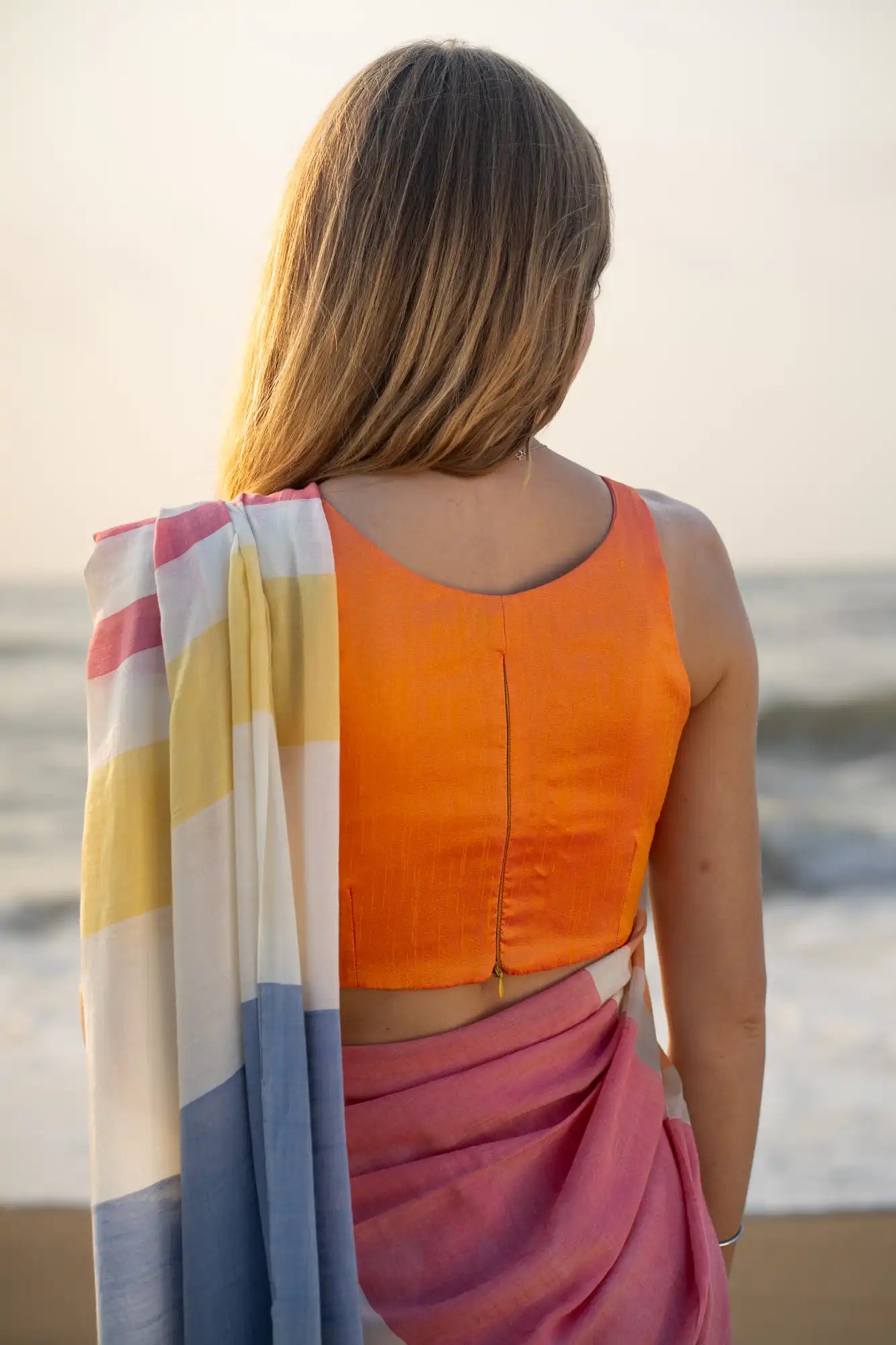 Blush Blossom Stripe Saree