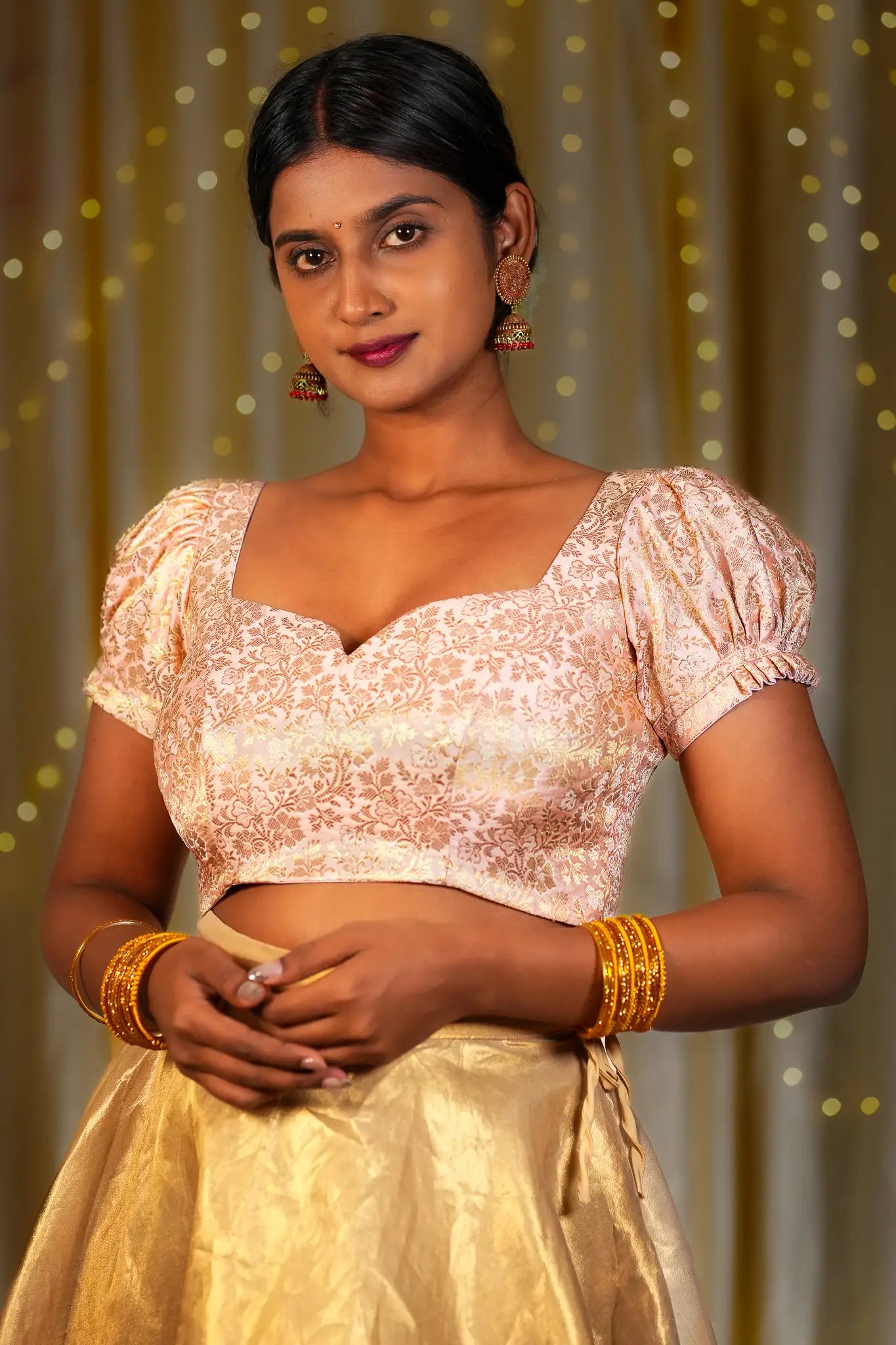 Chic Chiquita Banarasi Puff Sleeve Blouse