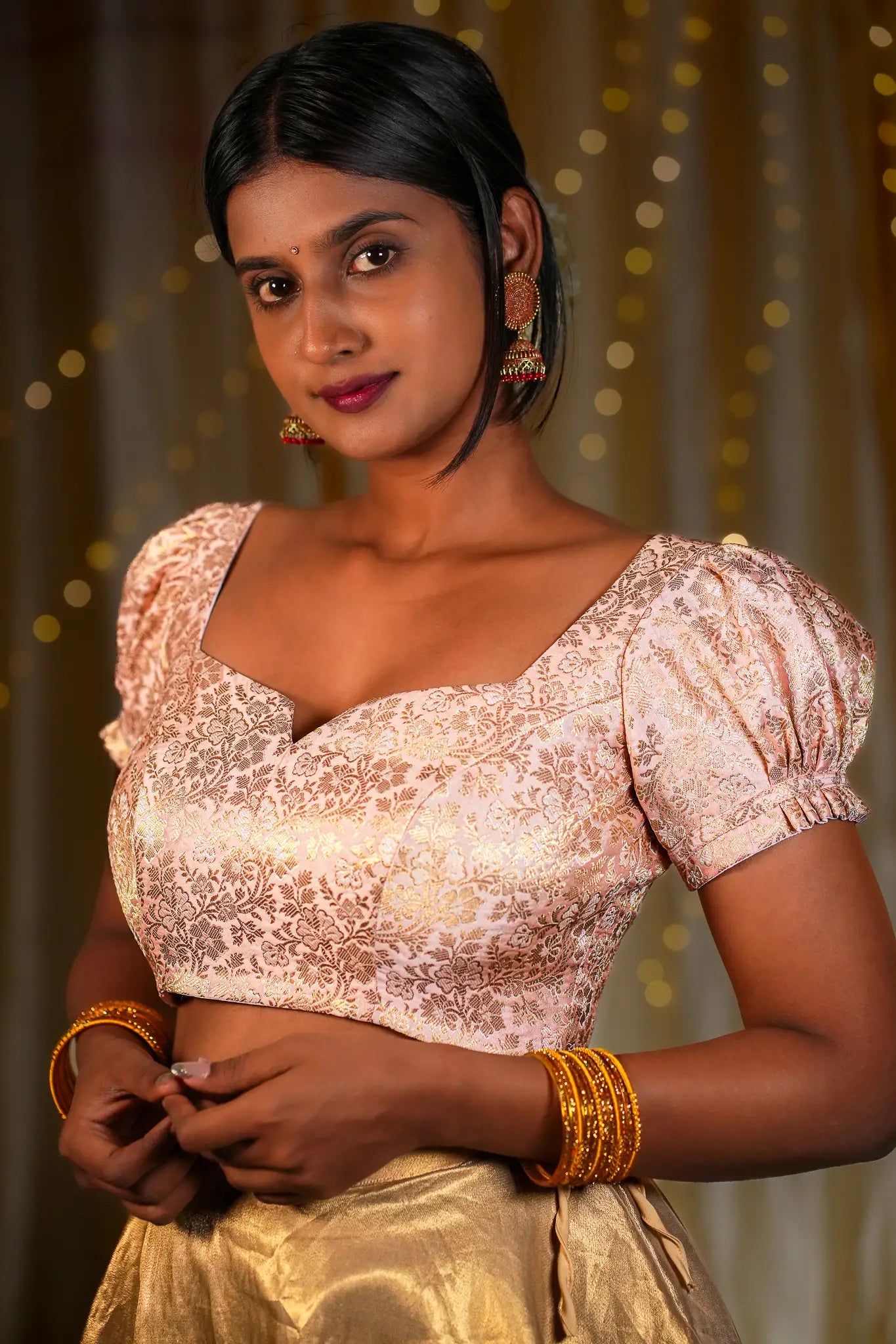 Chic Chiquita Banarasi Puff Sleeve Blouse