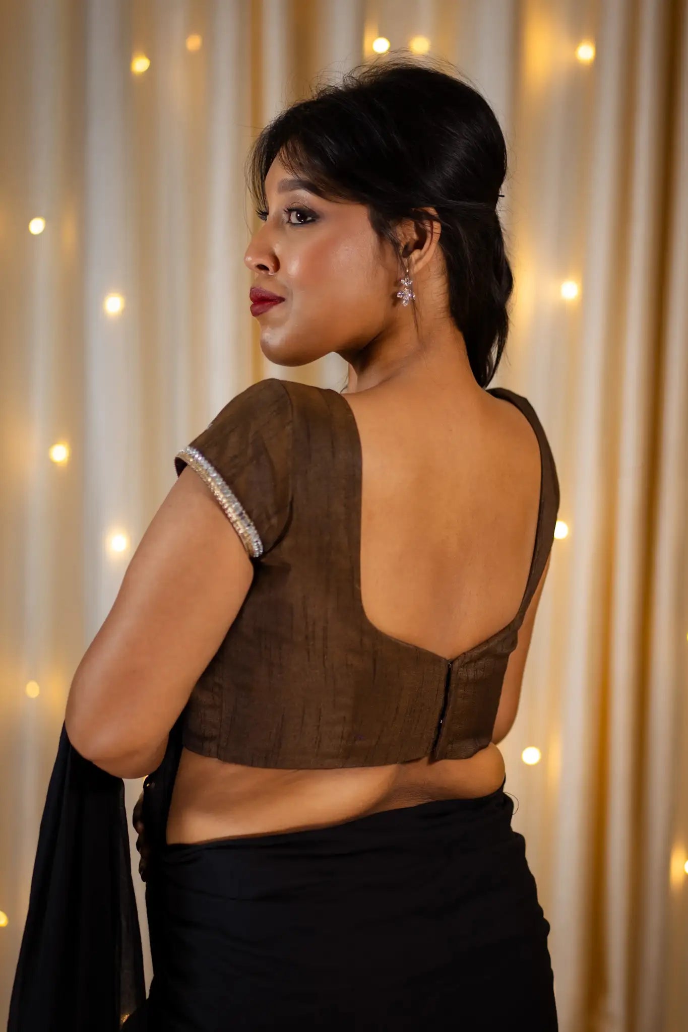 Brown-Cap-Sleeve-Readymade-Blouse-I-Love-Sarees