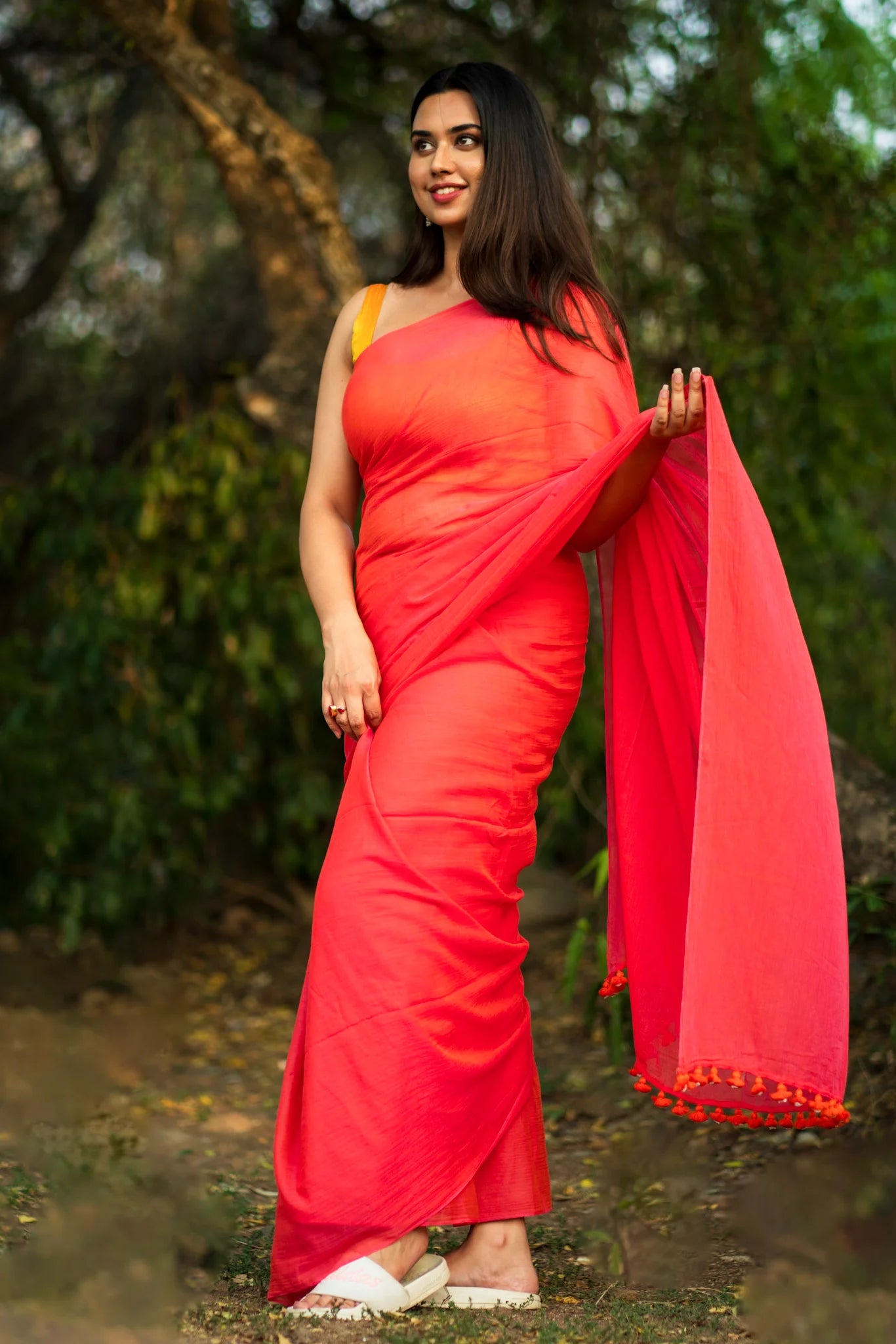 Just 16 Cherry Red Saree