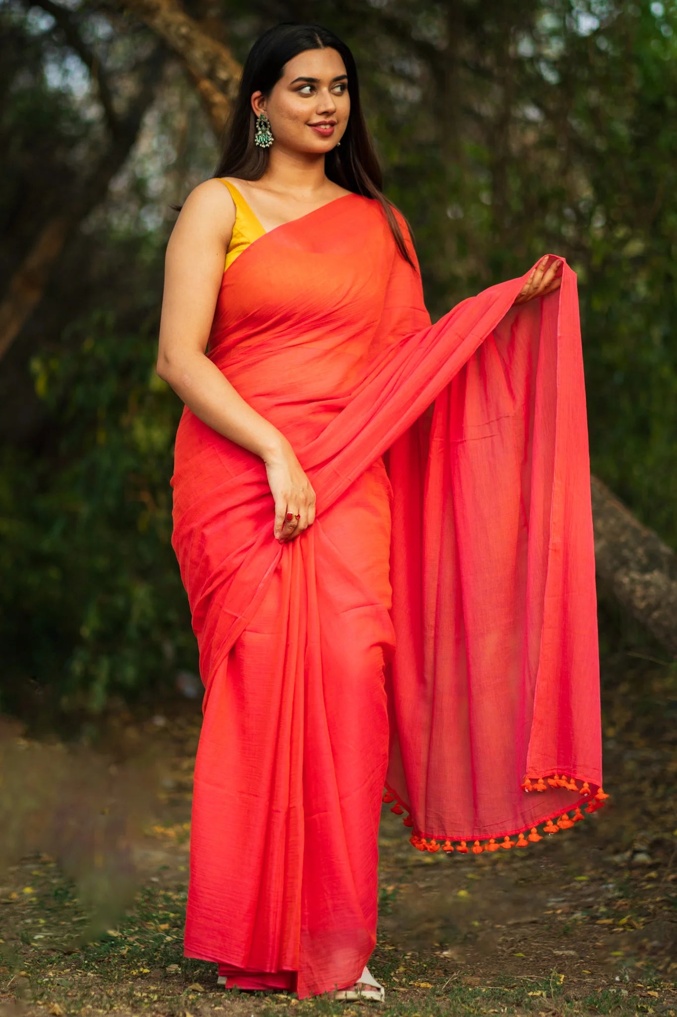 Just 16 Cherry Red Saree