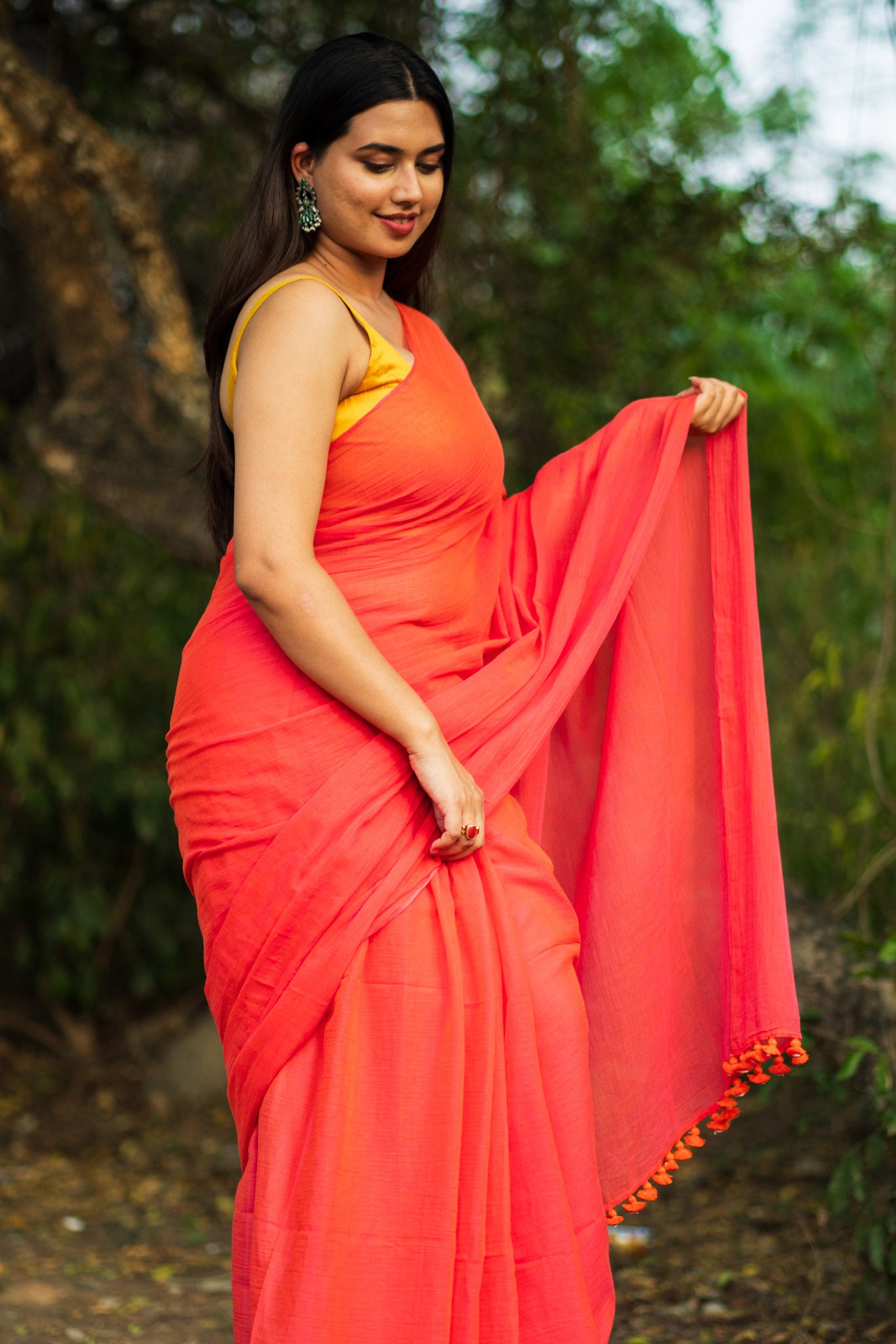 Just 16 Cherry Red Saree