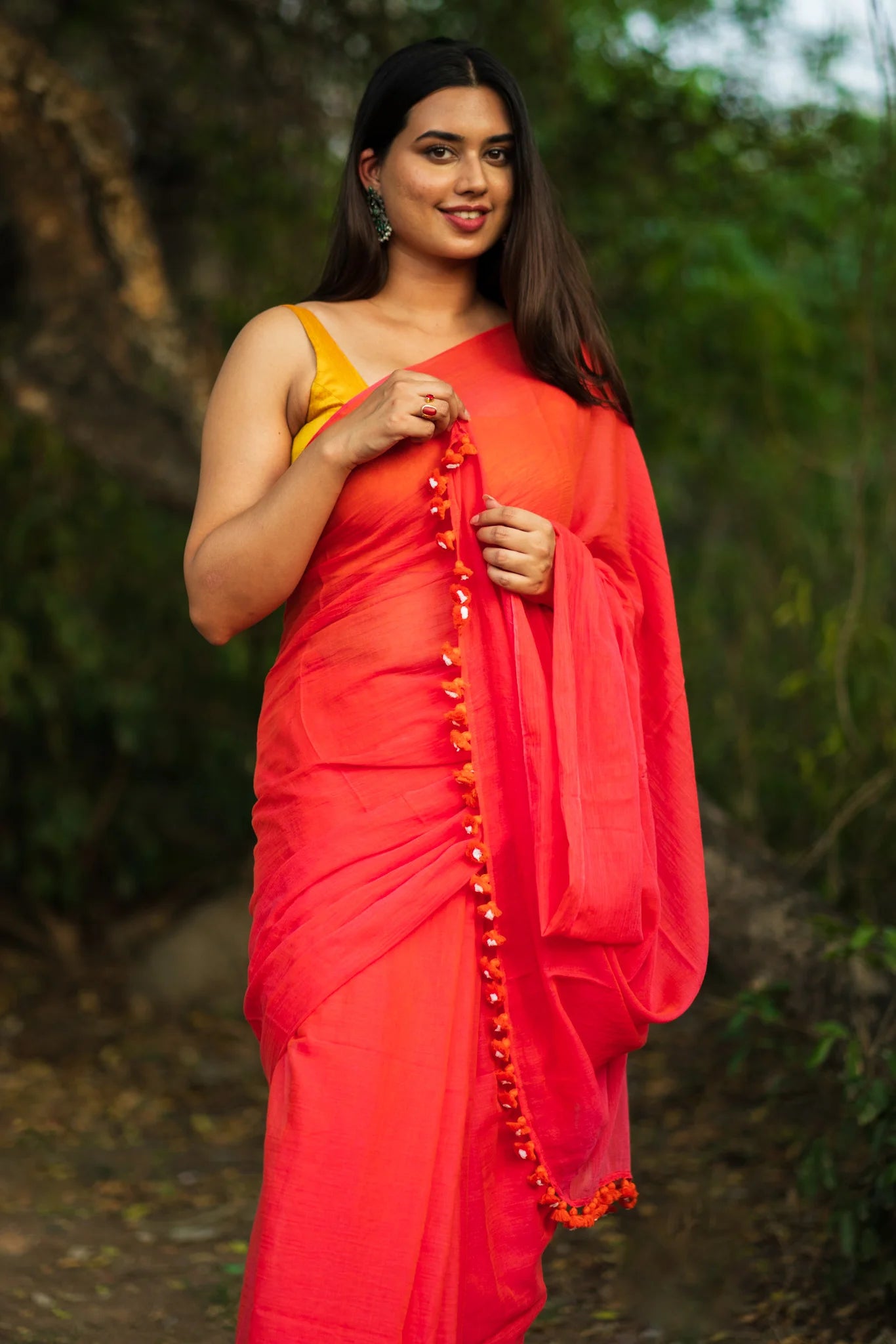 Just 16 Cherry Red Saree