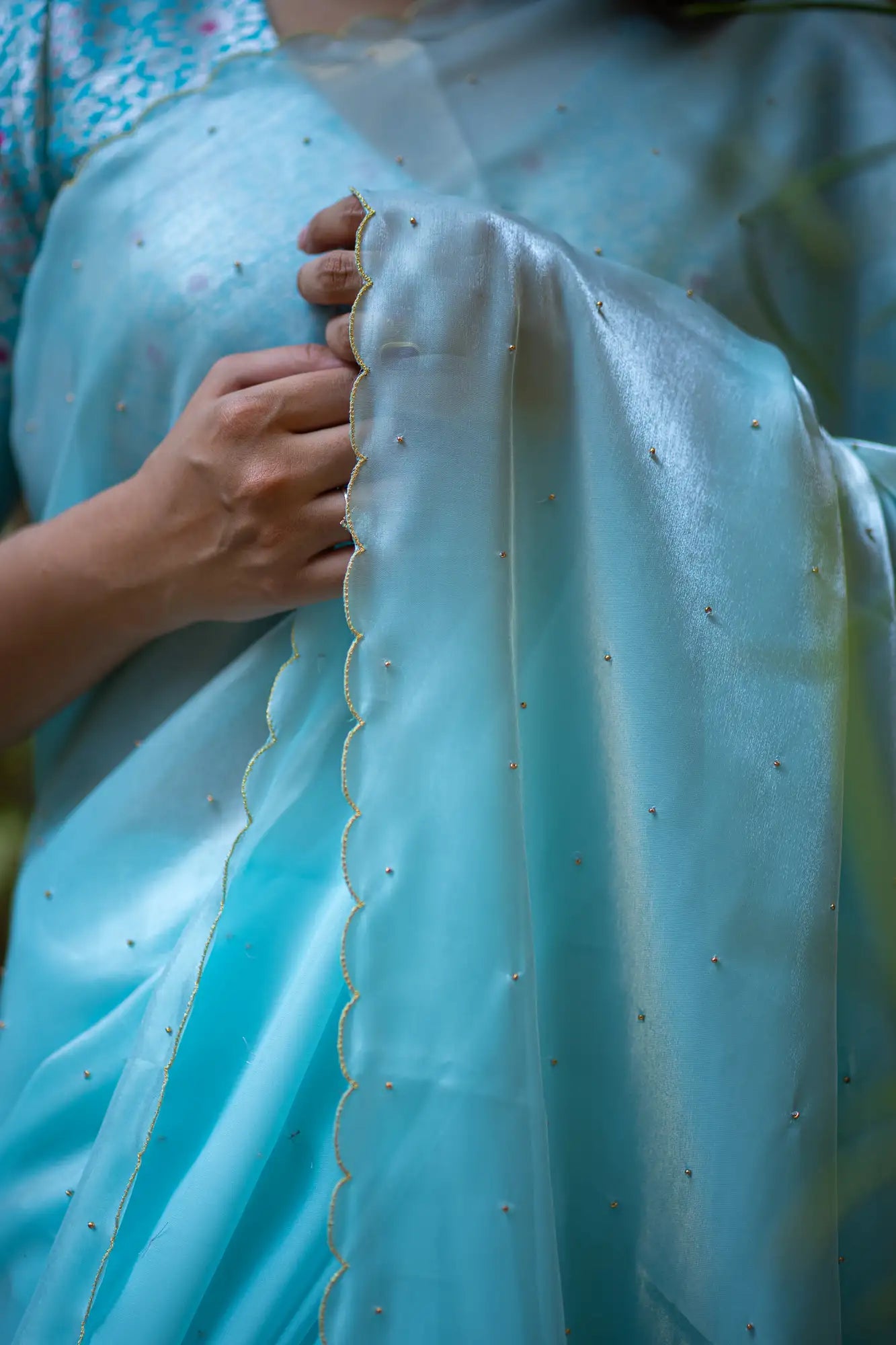 Mint-Blue-Glazy-Organza-Saree-I-Love-Sarees
