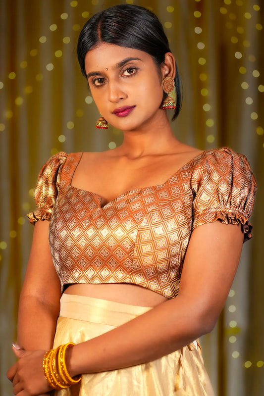 Fall Hour Banarasi Puff Sleeve Blouse