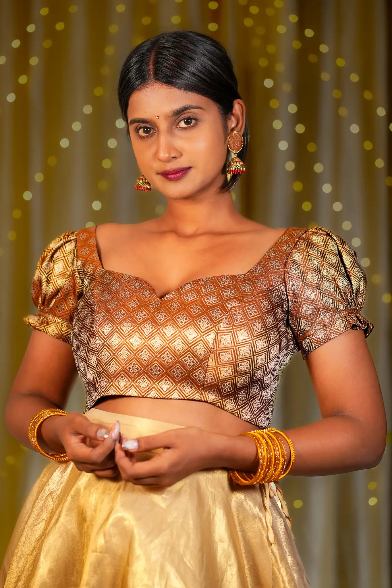 Fall Hour Banarasi Puff Sleeve Blouse