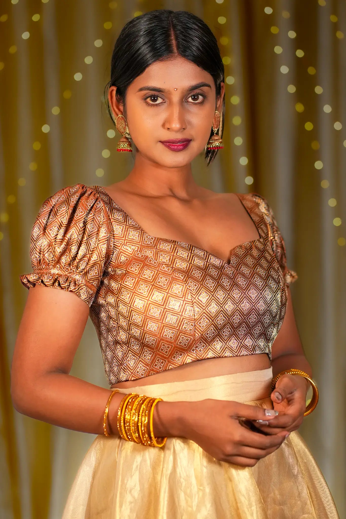 Fall Hour Banarasi Puff Sleeve Blouse