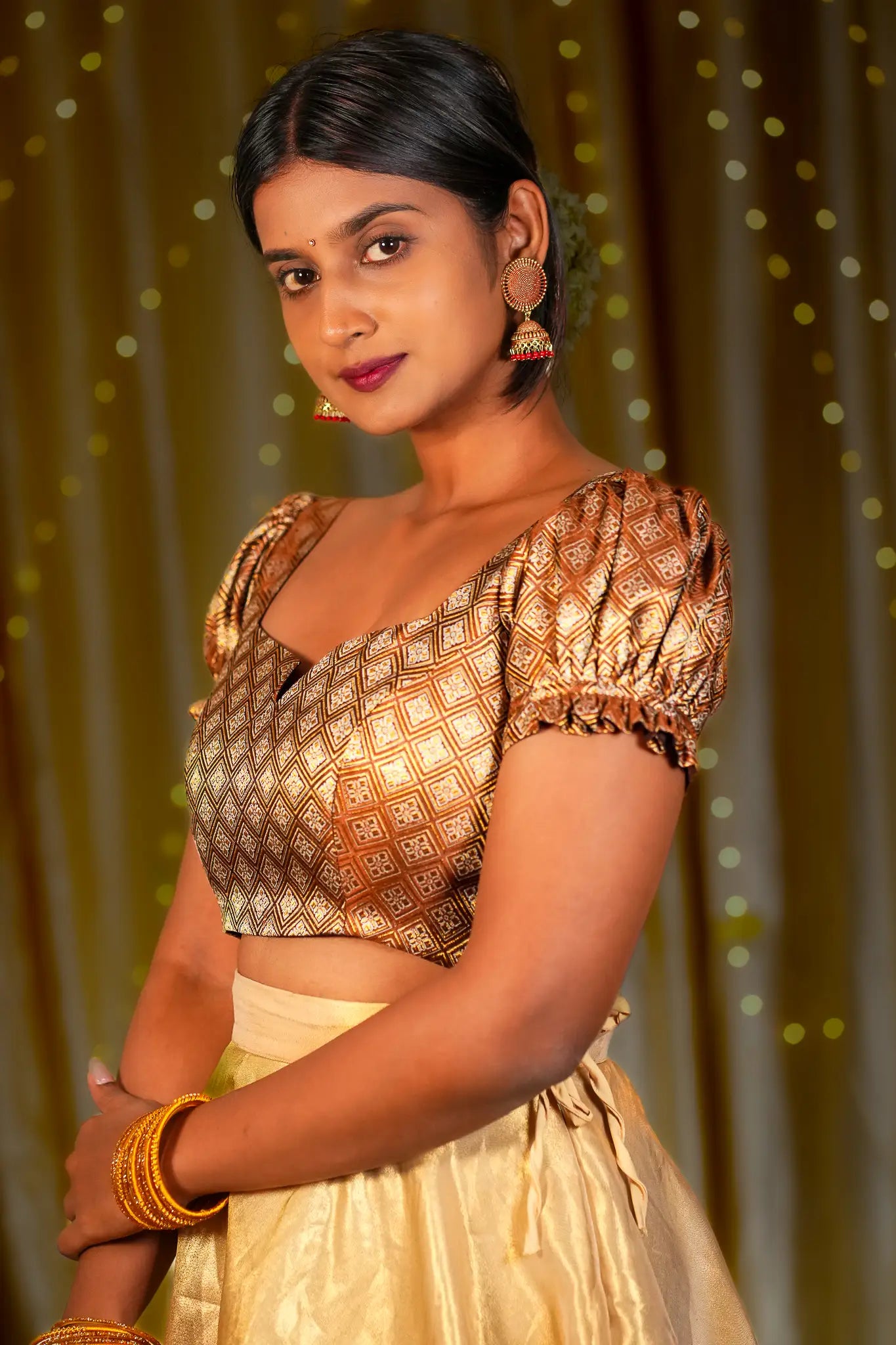 Fall Hour Banarasi Puff Sleeve Blouse