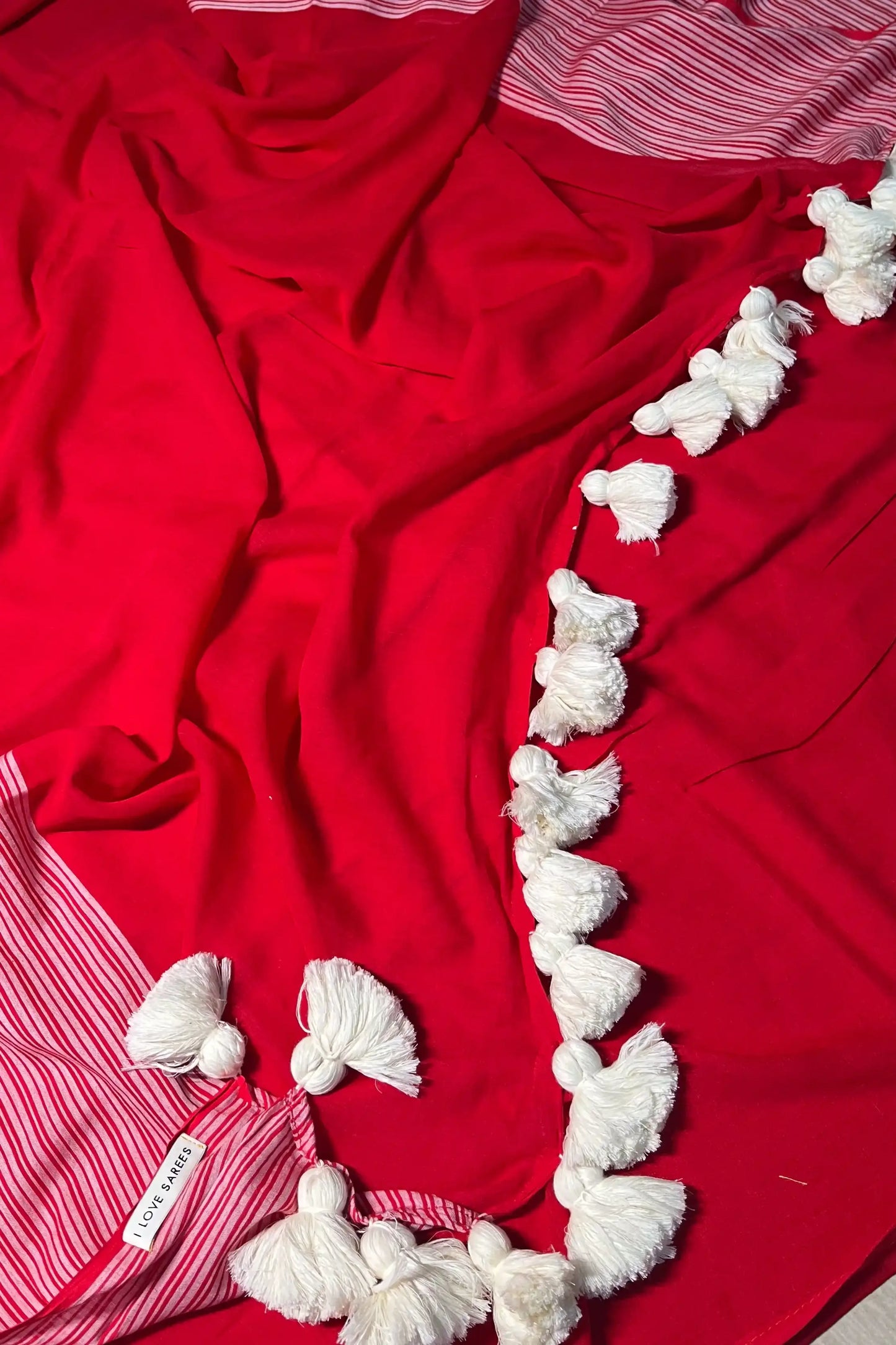 Crimson Rhythm Cotton Zari Saree