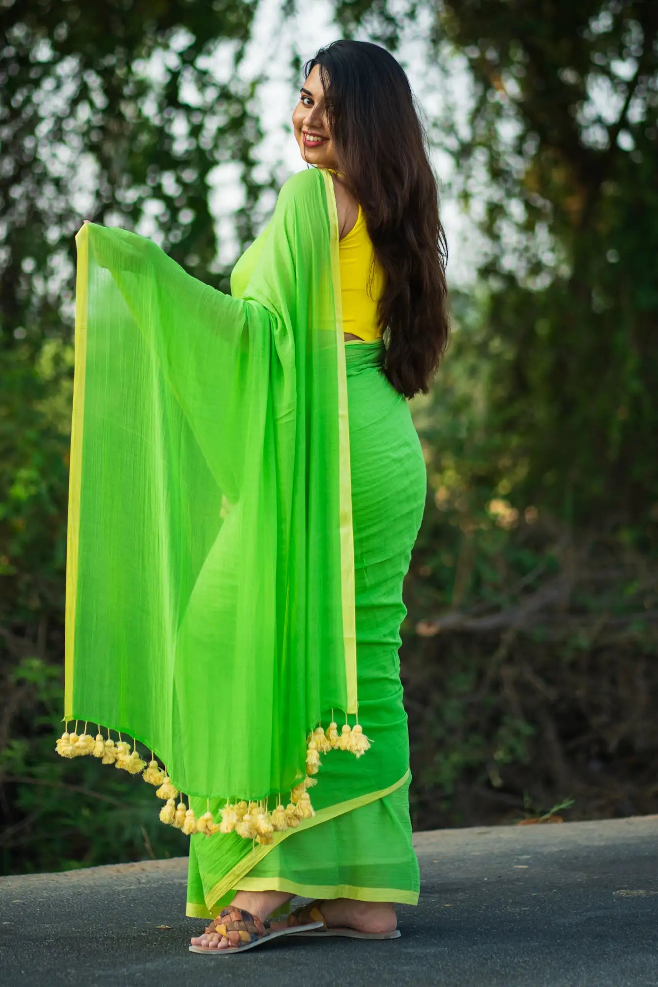 Secret Forest Border Saree