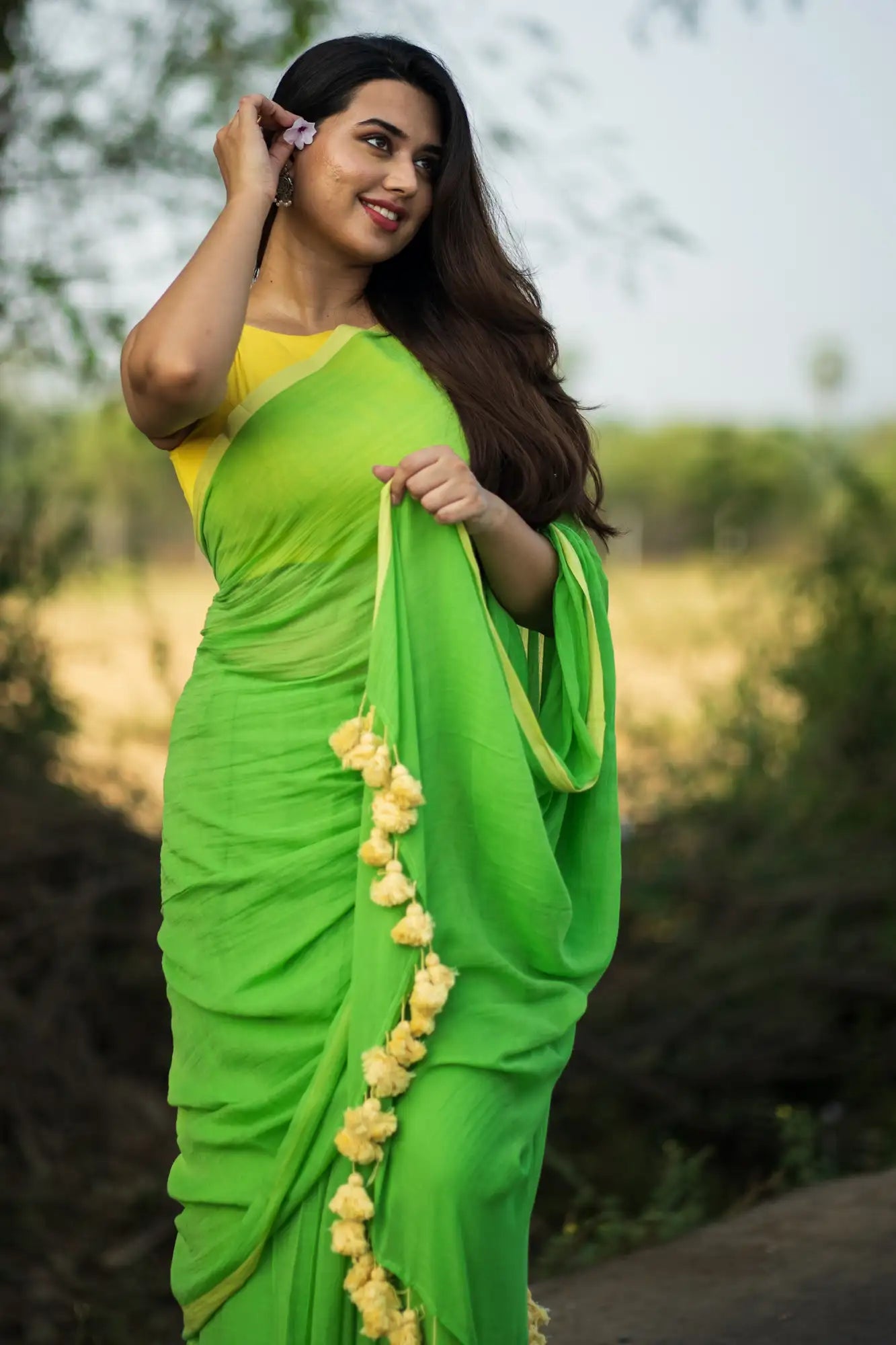 Secret Forest Border Saree
