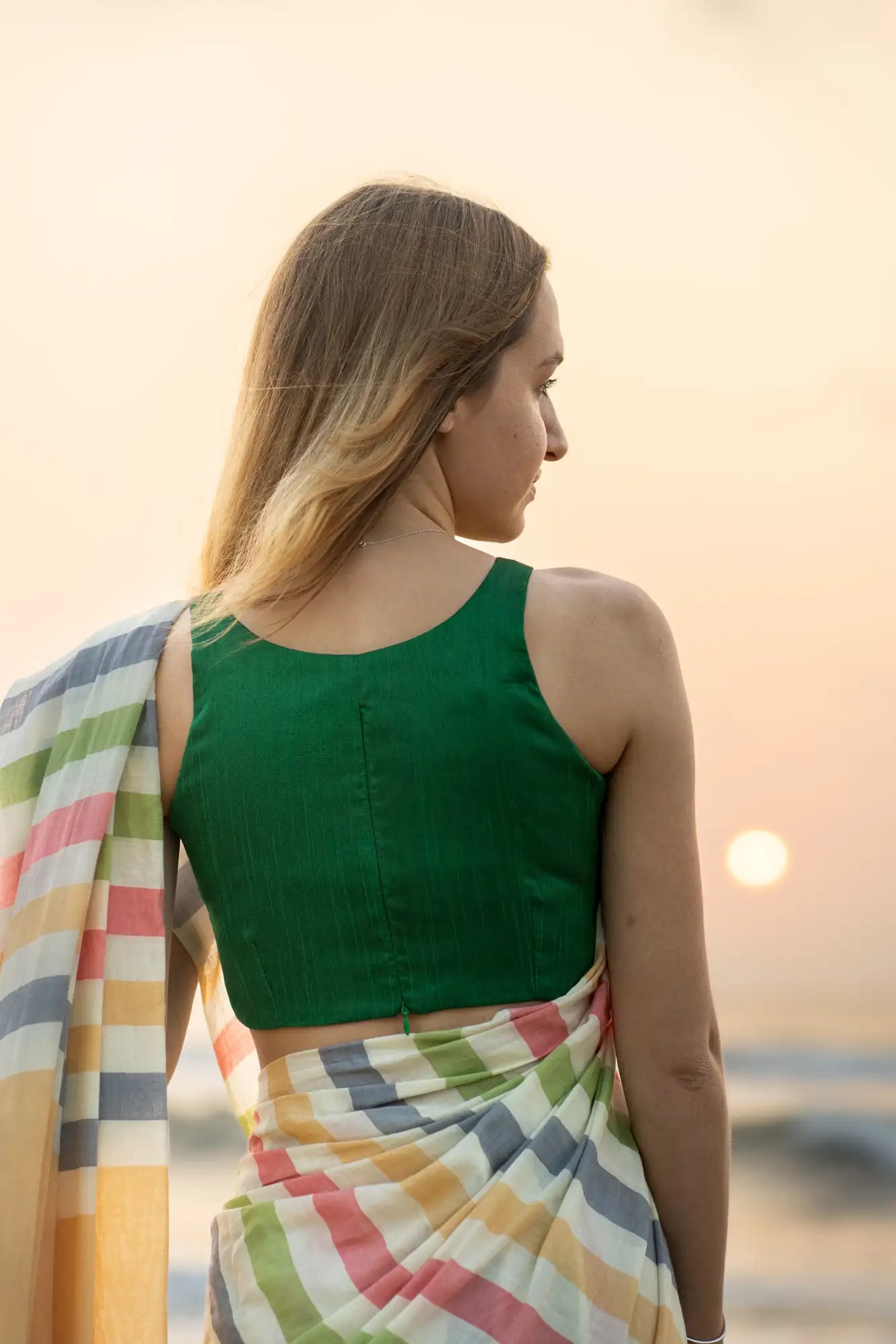 Emerald Tail Halter Neck Blouse