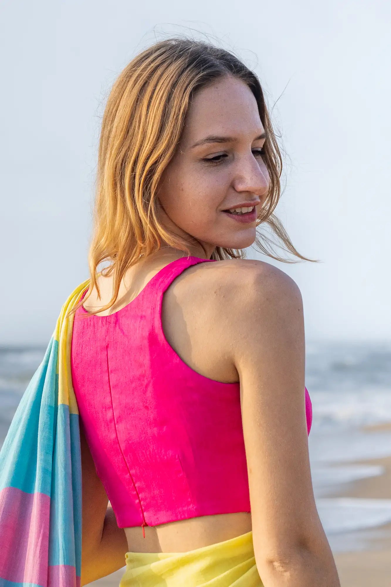Fuchsia petal Halter Neck Blouse