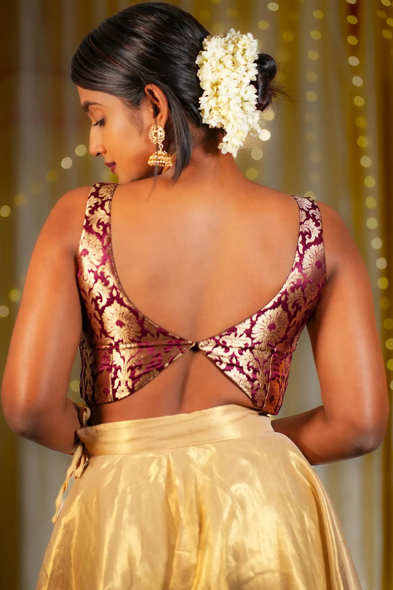Fiddle Rose V-neck Banarasi Blouse