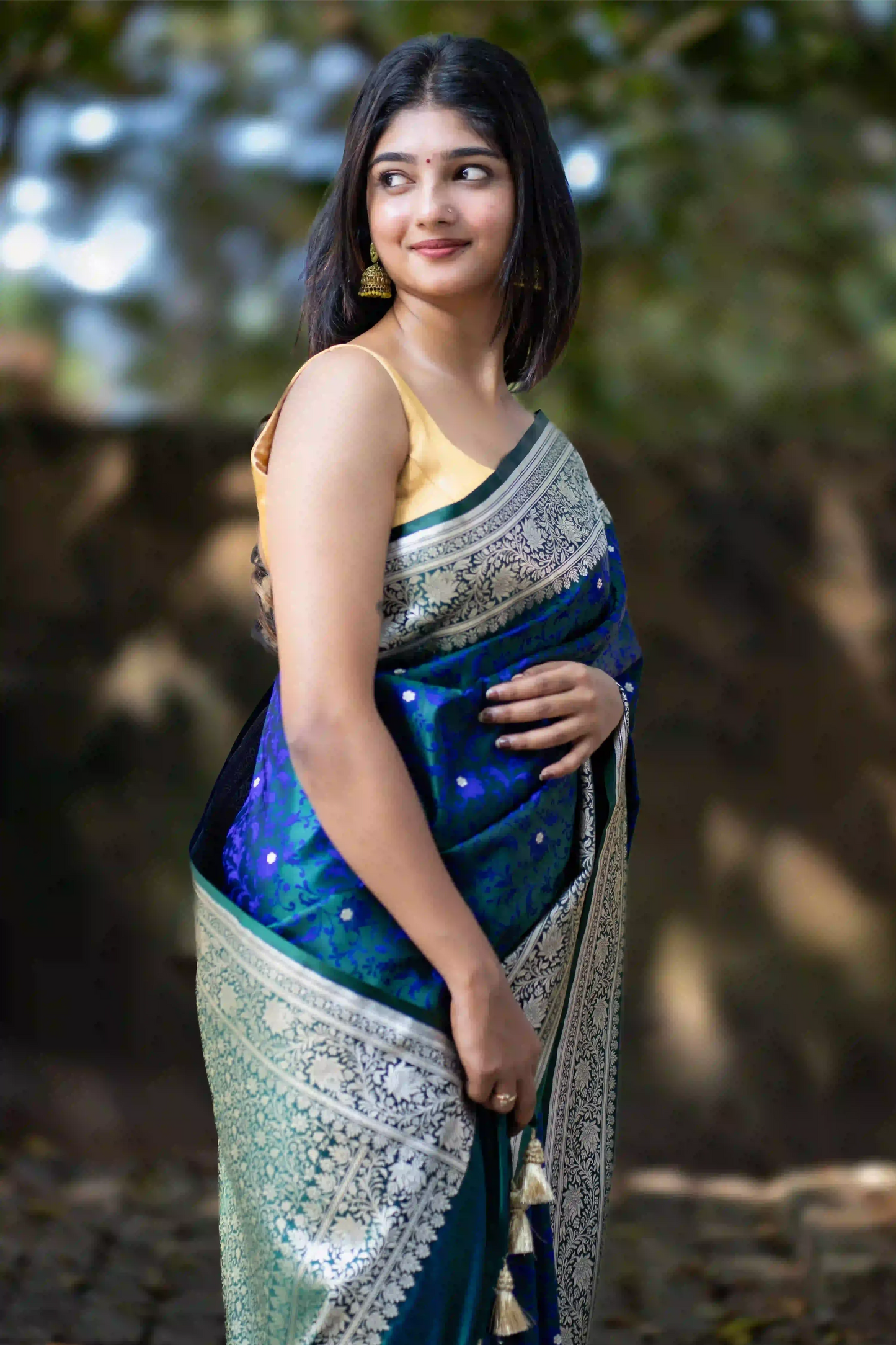 Elaris Emerald Blue Banarasi Silk Saree