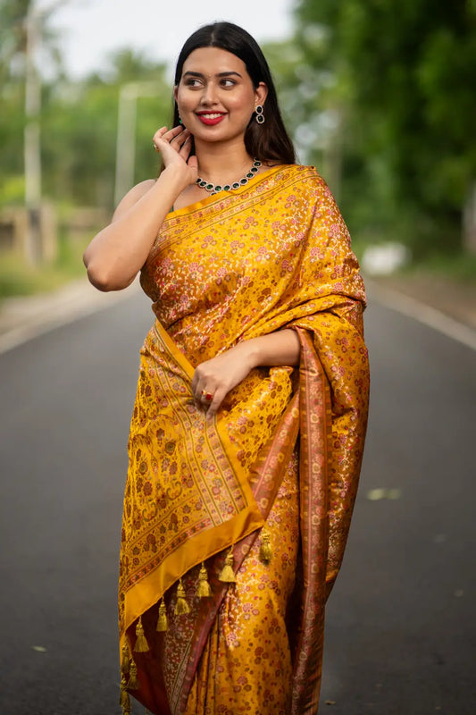 Floral-Turmeric-Yellow-Jamawar-Katan-Banarasi-Silk-Saree-I-Love-Sarees