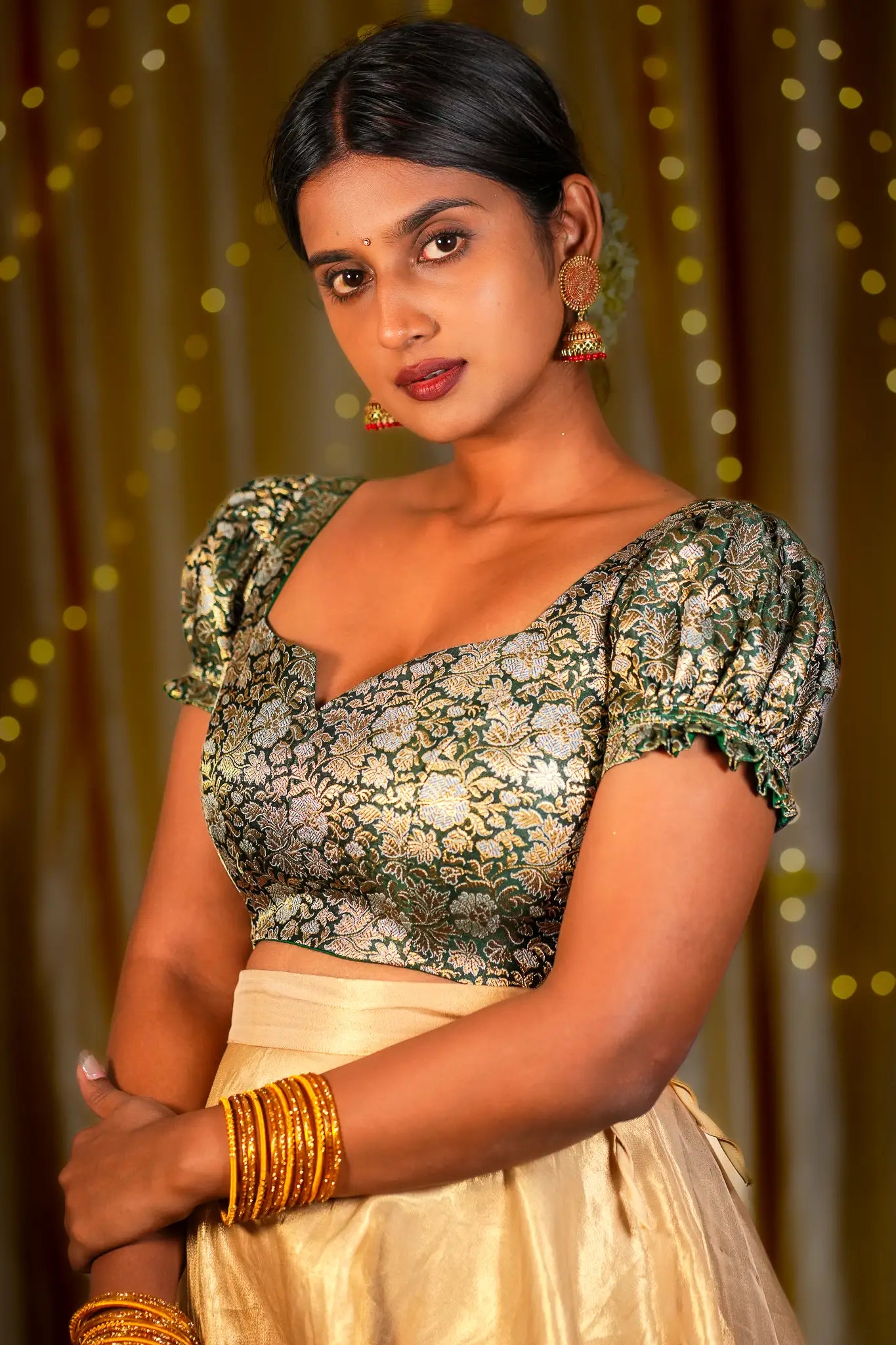 Tiny Bon Banarasi Puff Sleeve Blouse