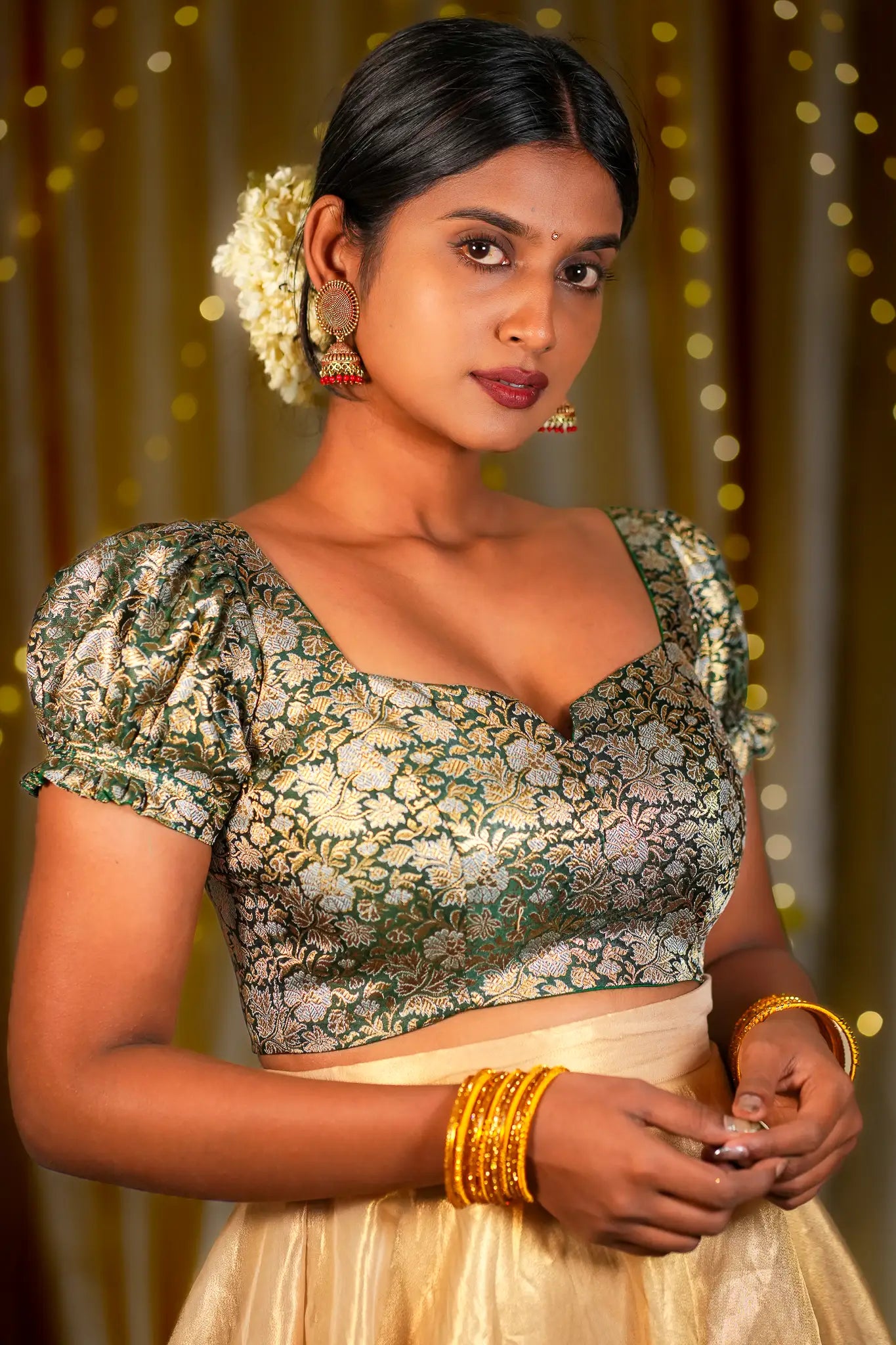Tiny Bon Banarasi Puff Sleeve Blouse