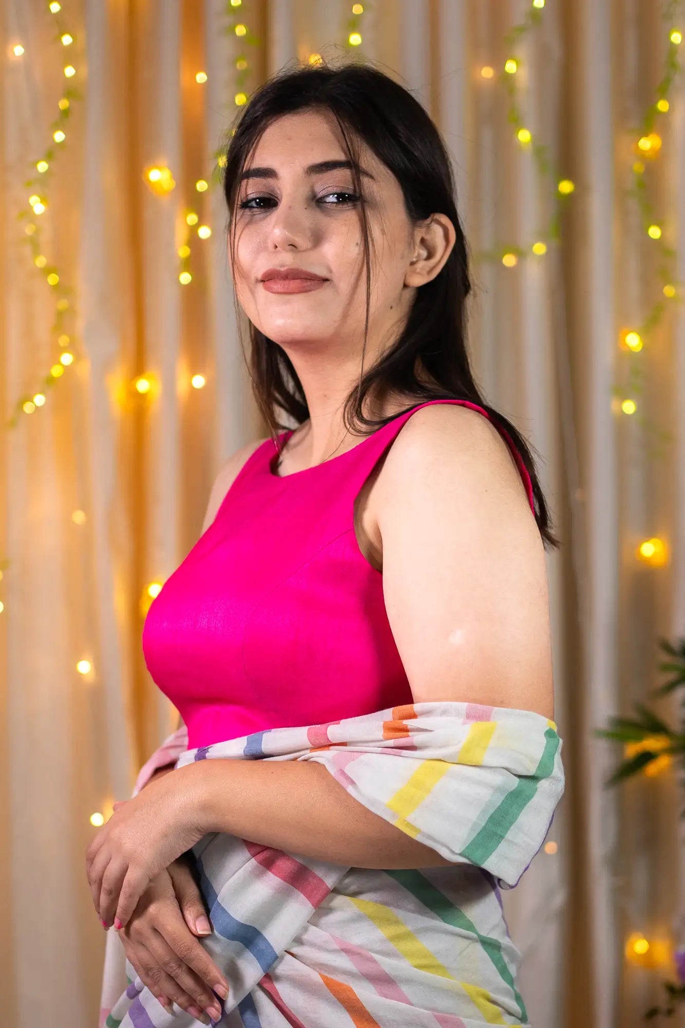 Fuchsia petal Halter Neck Blouse