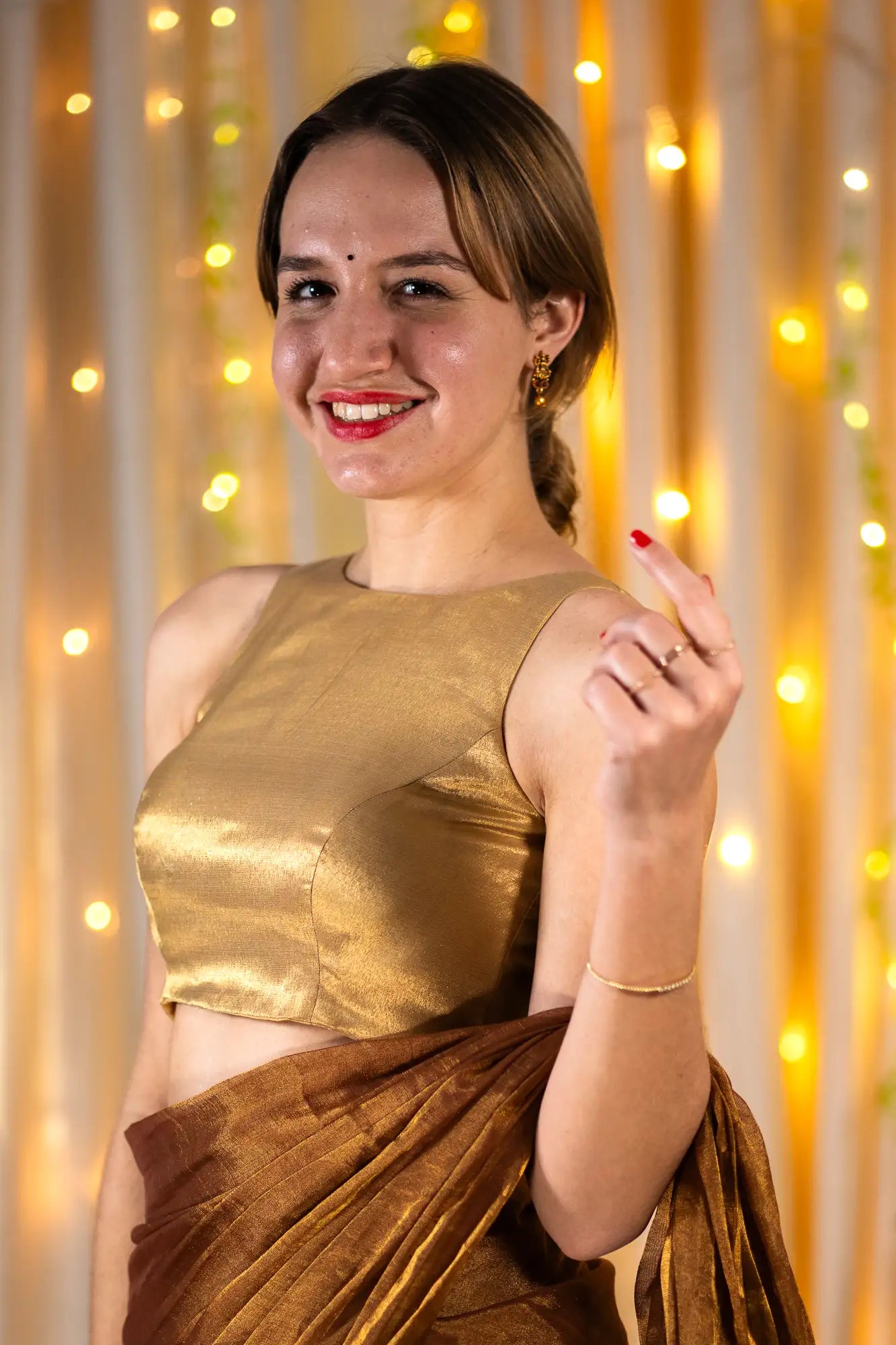 Golden shower Halter Neck Blouse