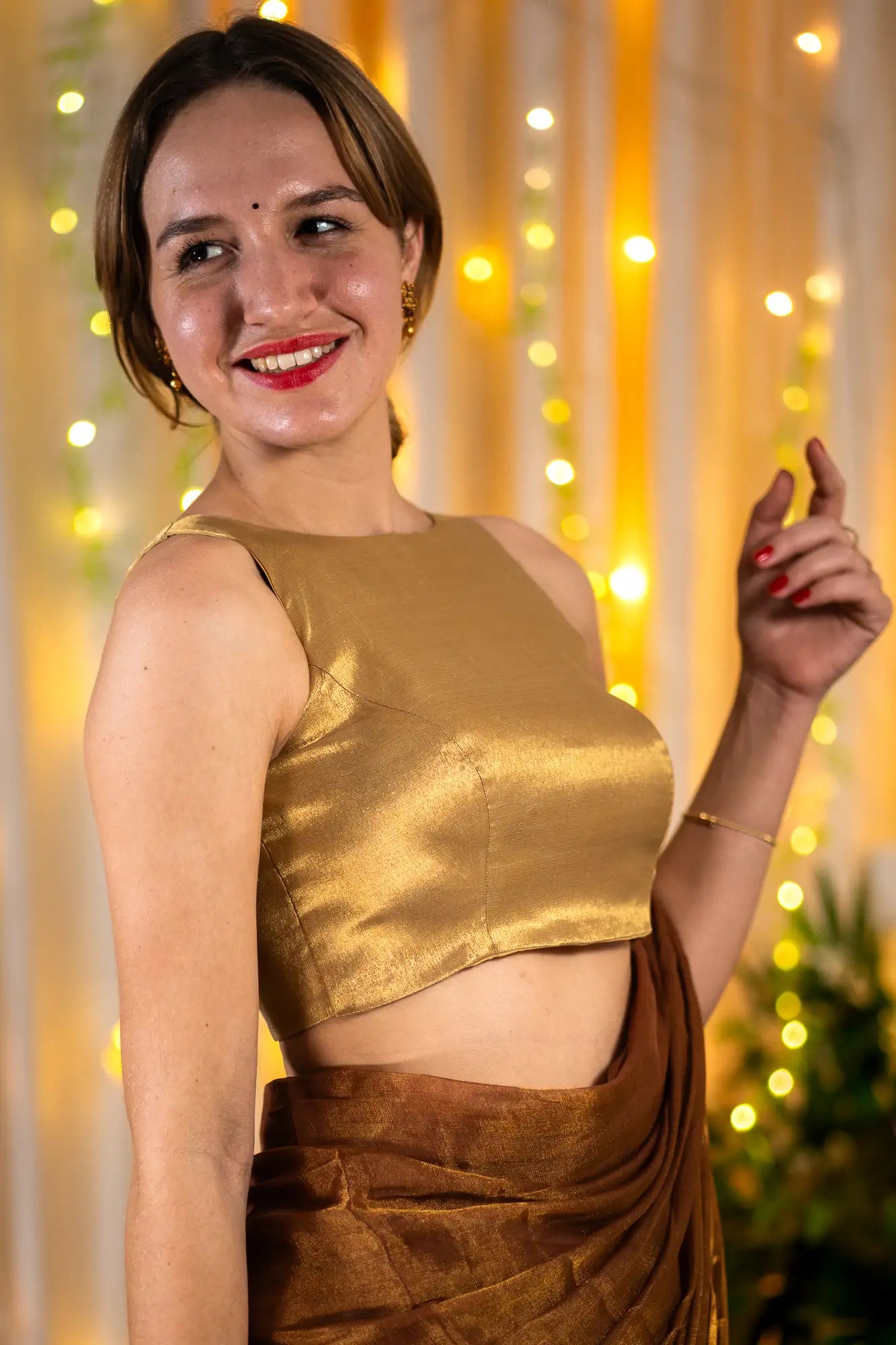 Golden shower Halter Neck Blouse