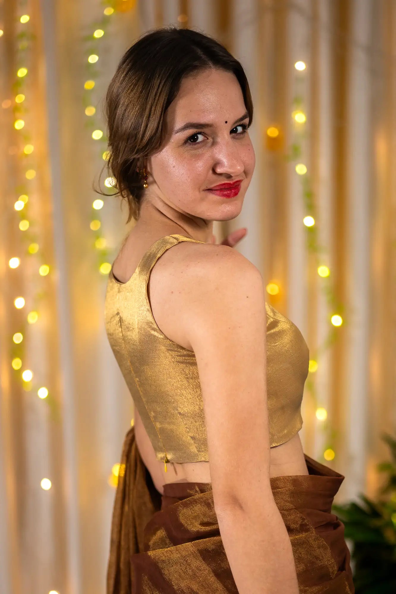 Golden shower Halter Neck Blouse