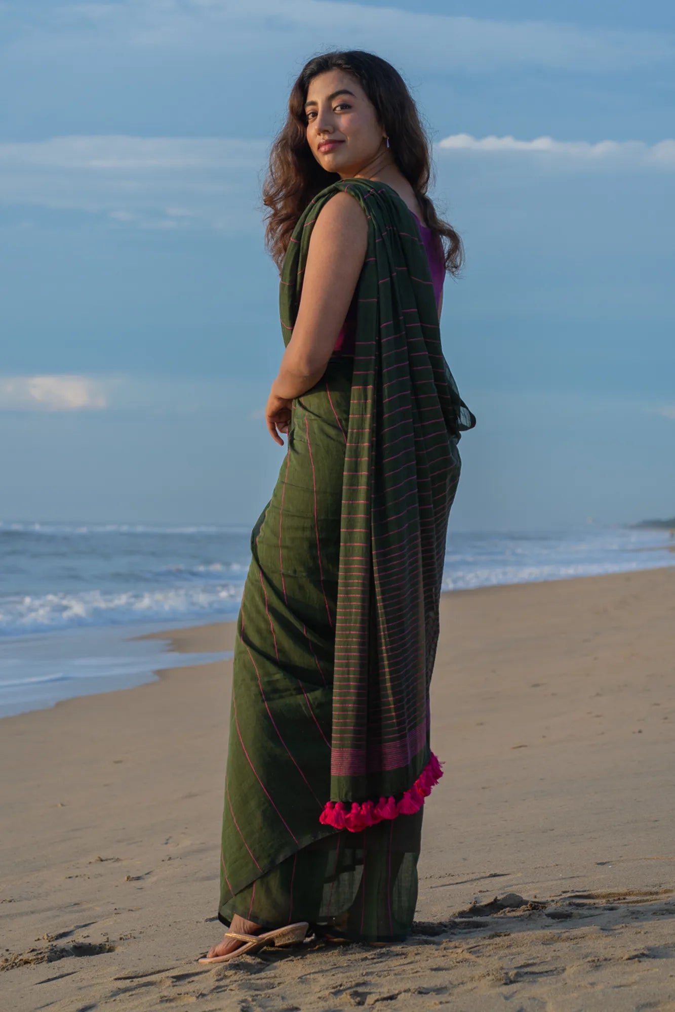 Emerald Green Khesh Cotton Saree