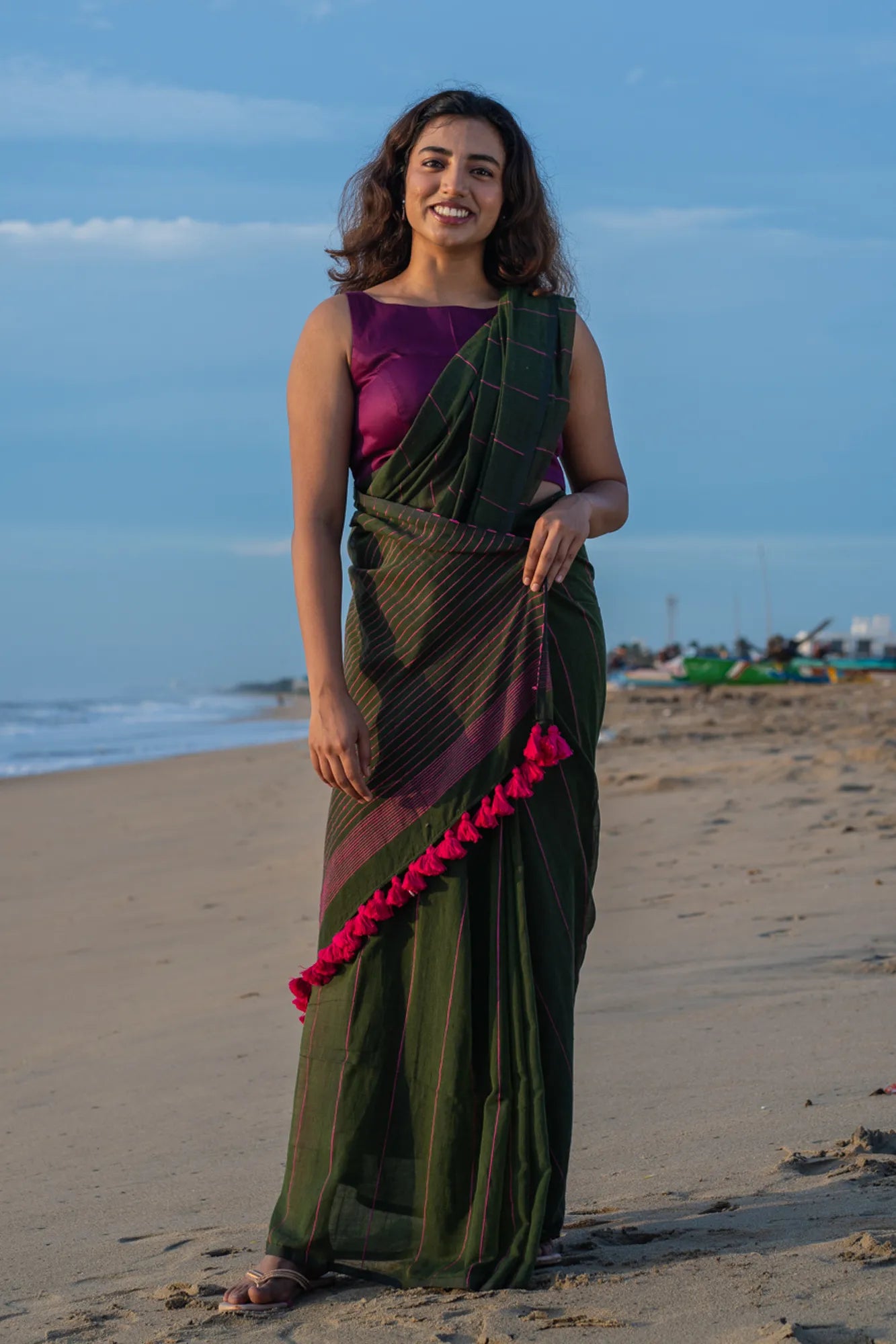 Emerald Green Khesh Cotton Saree