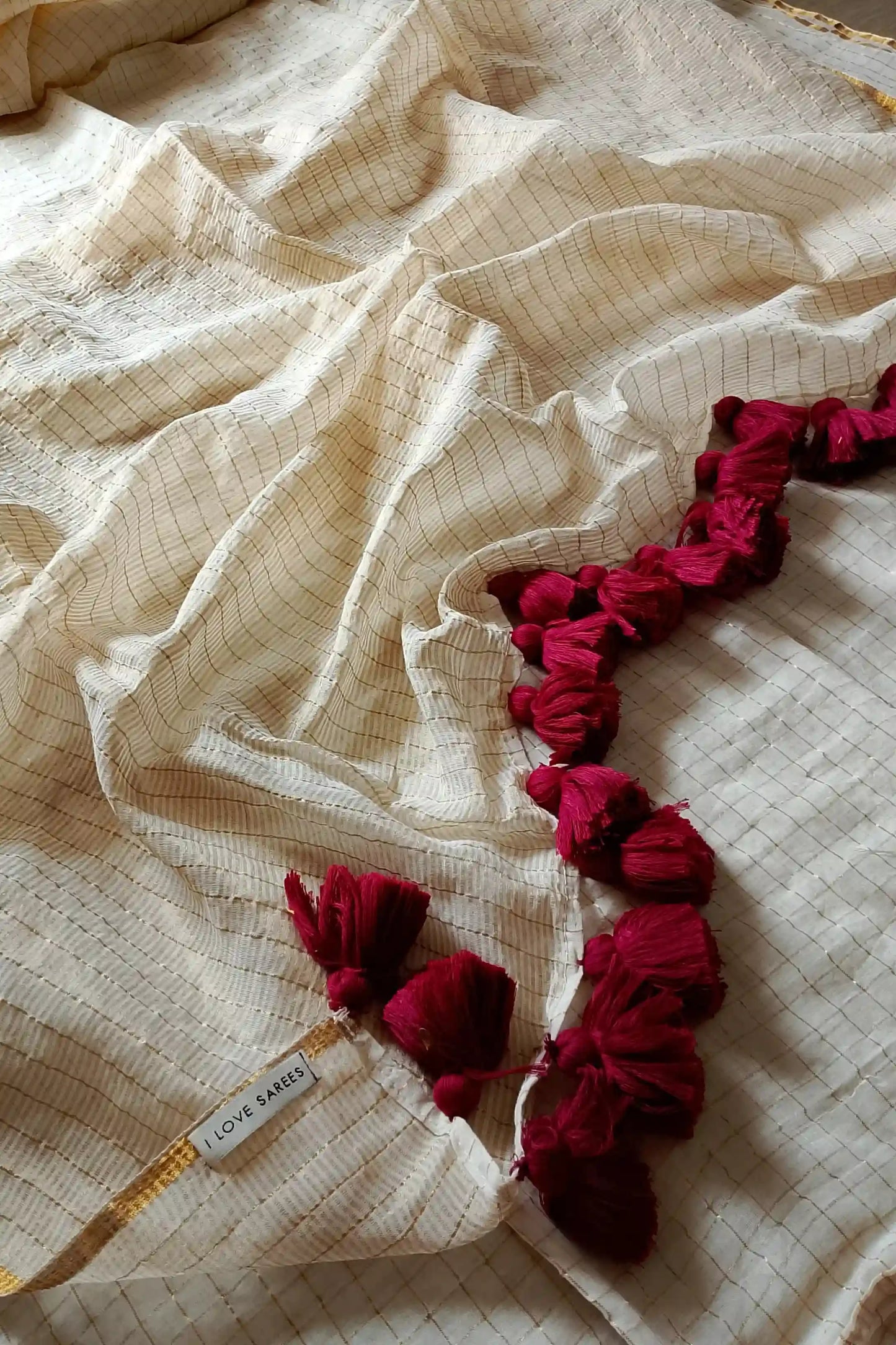 Ivory Hamsa Cotton Zari Saree