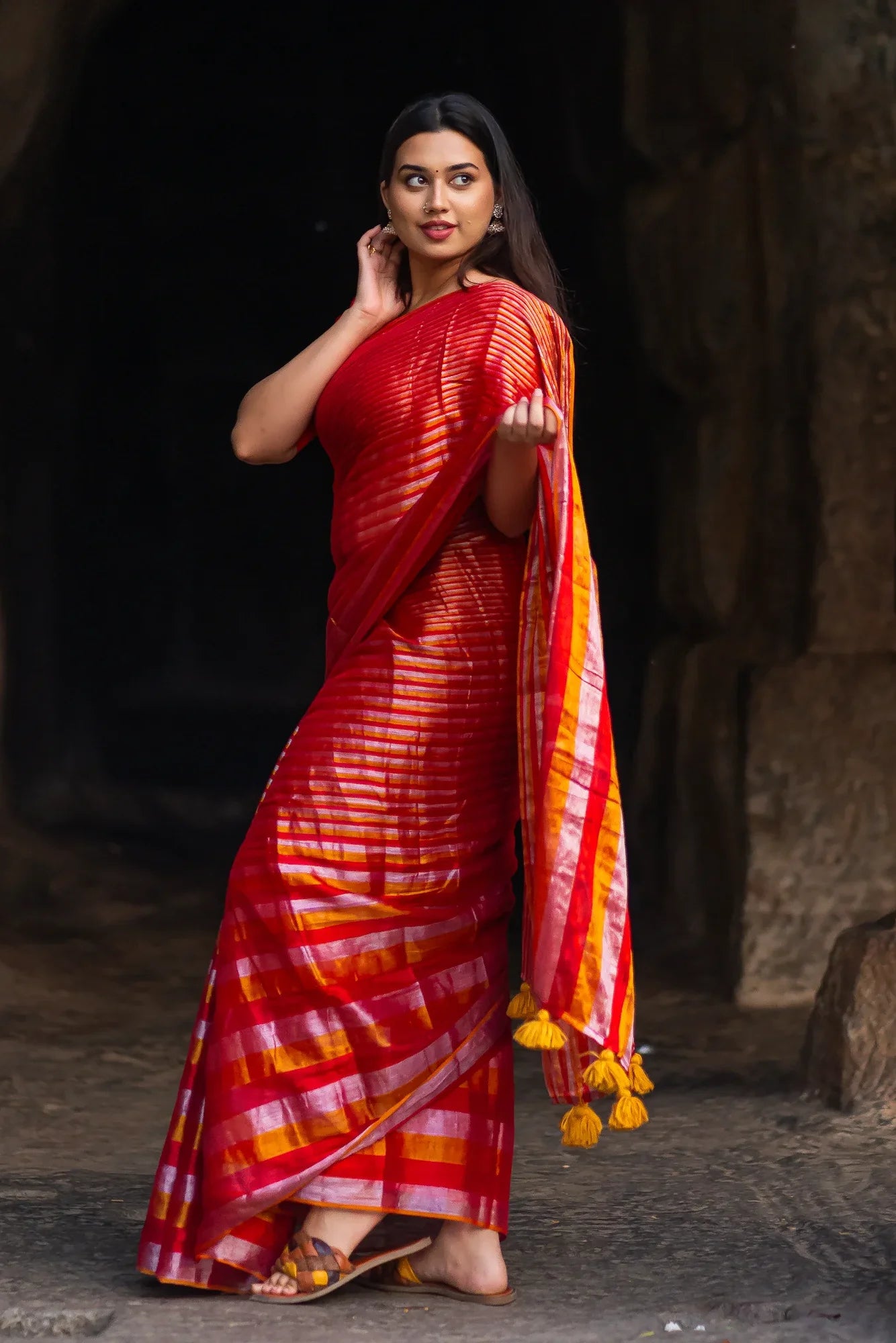 Kashvi Tissue Cotton Stripe Saree