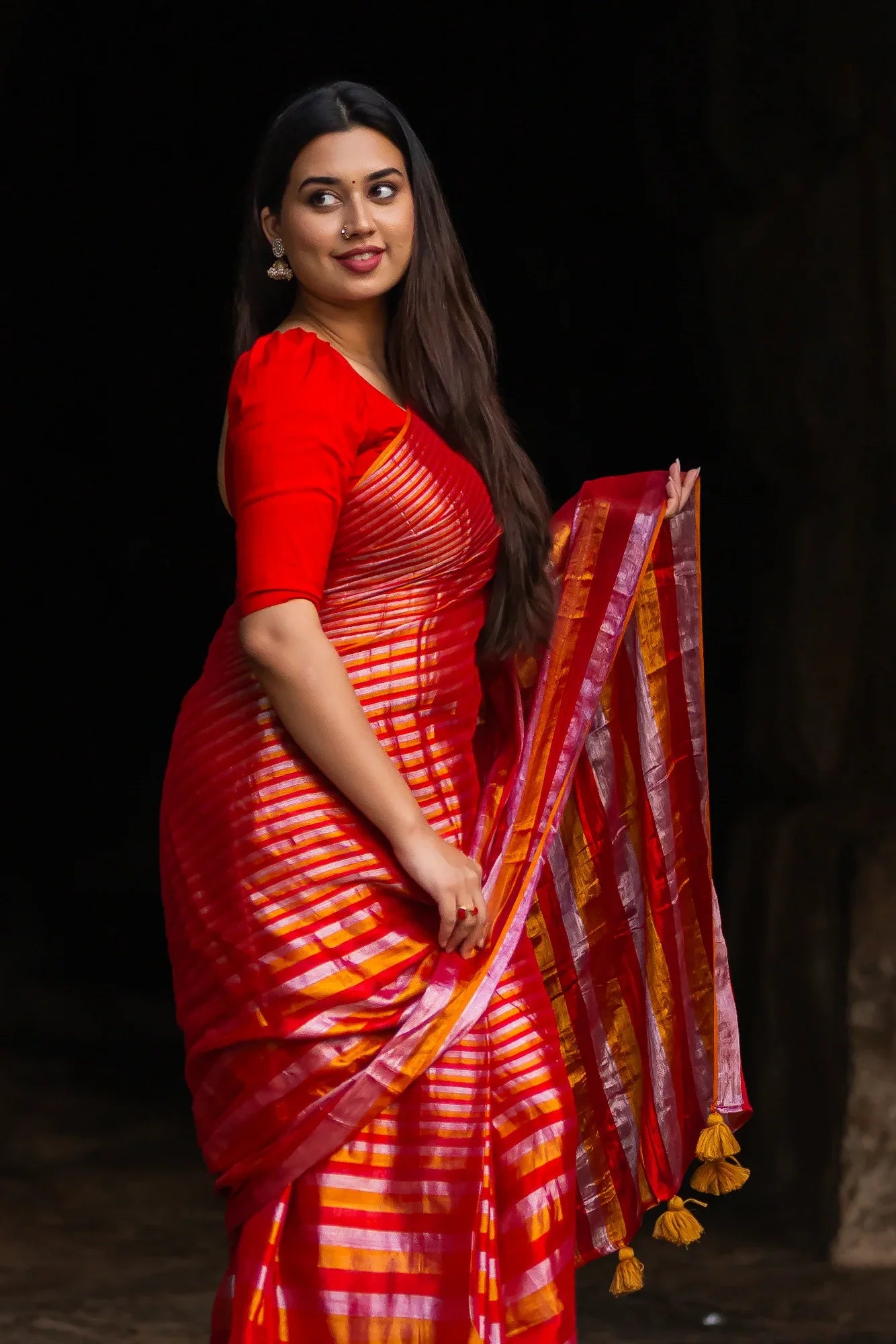 Kashvi Tissue Cotton Stripe Saree